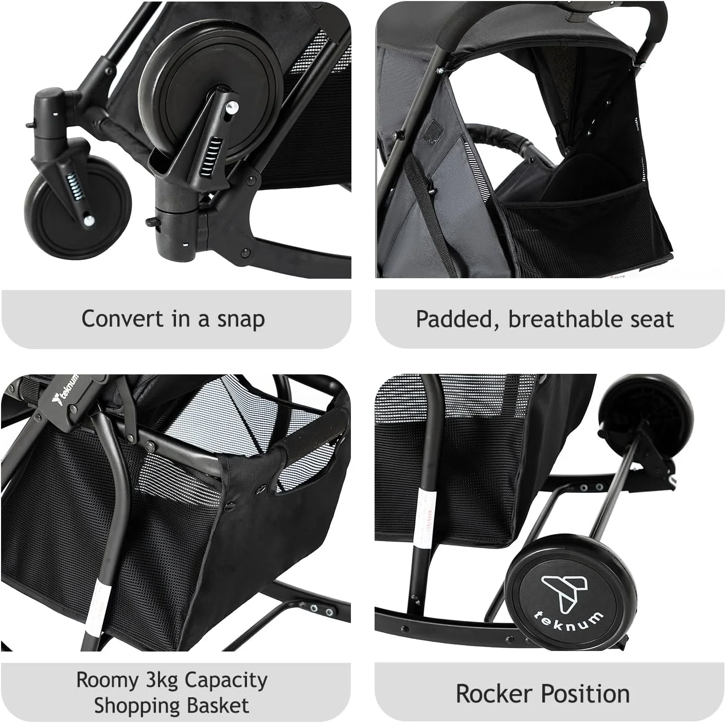 کالسکه تِکنوم مدل Glide 2in1 - مشکی