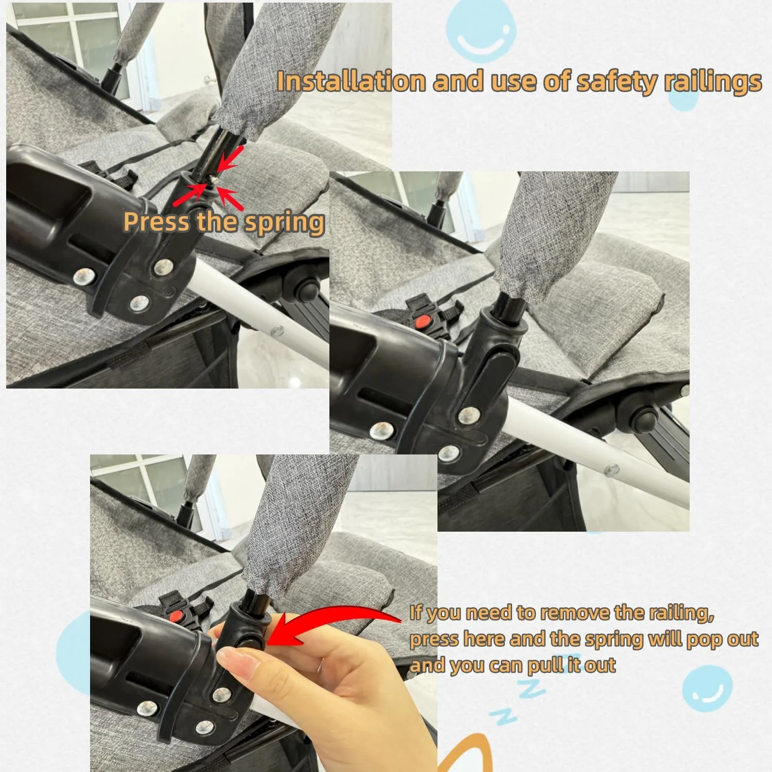 کالسکه مسافرتی سبک SKY-TOUCH، کالسکه تاشو کودک با سبد ذخیره سازی بزرگ، تکیه گاه چند حالته، تاشو آسان با یک دست، راحت و تخت شو (خاکستری)