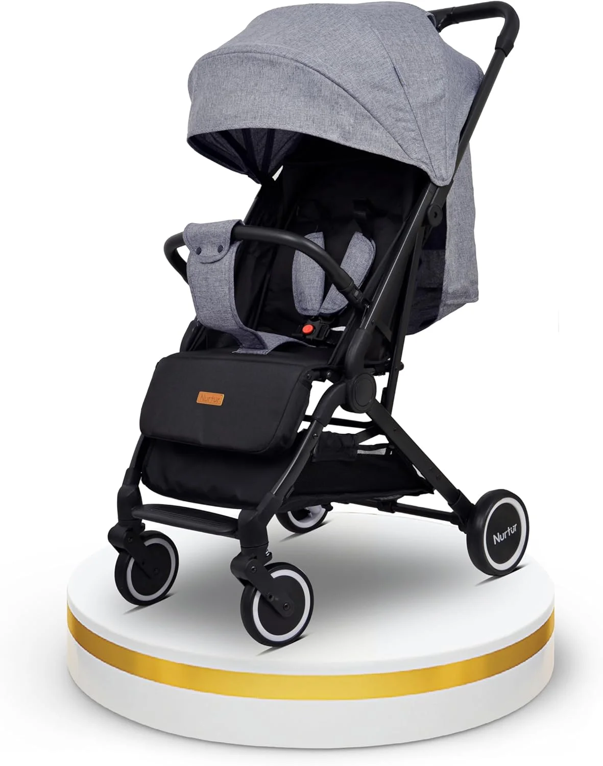 کالسکه مسافرتی کودک نورتر براوو مناسب نوزادان/کودکان 0 تا 36 ماه، دارای سبد ذخیره سازی، سپر جداشدنی، کمربند ایمنی 5 نقطه ای، طراحی تاشو جمع و جور، خاکستری