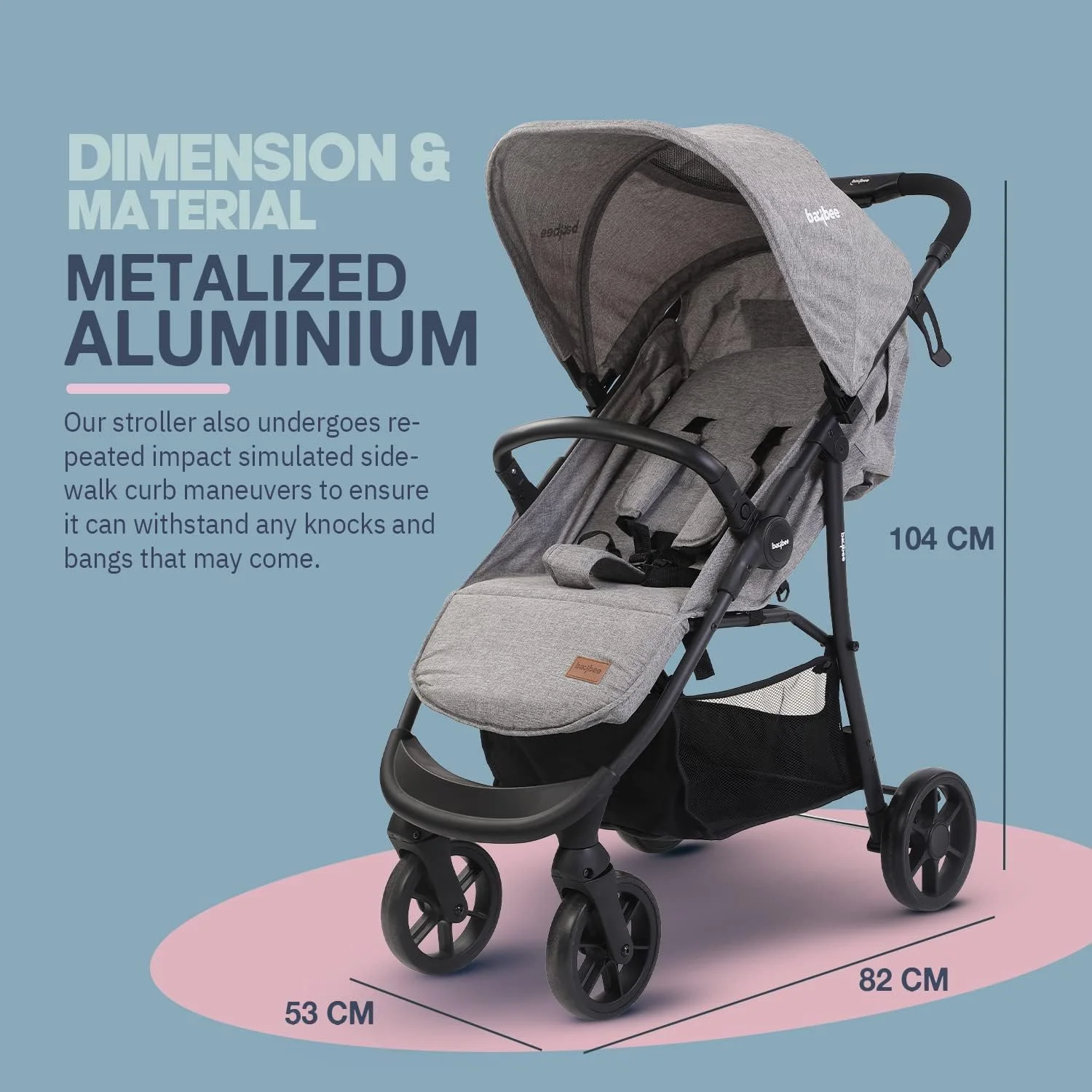 کالسکه کودک Baybee مناسب سفر هوایی با صندلی و سایبان قابل تنظیم 3 حالته، سبد حمل، فریم آلومینیومی و چرخ های بزرگ | کالسکه کودک برای کودکان نوپا 0-3 سال دختر پسر (نقره ای) کالسکه کودک Baybee مناسب سفر هوایی با صندلی و سایبان قابل تنظیم 3 حالته، سبد حمل، فریم آلومینیومی و چرخ های بزرگ | کالسکه کودک برای کودکان نوپا 0-3 سال دختر پسر (نقره ای)