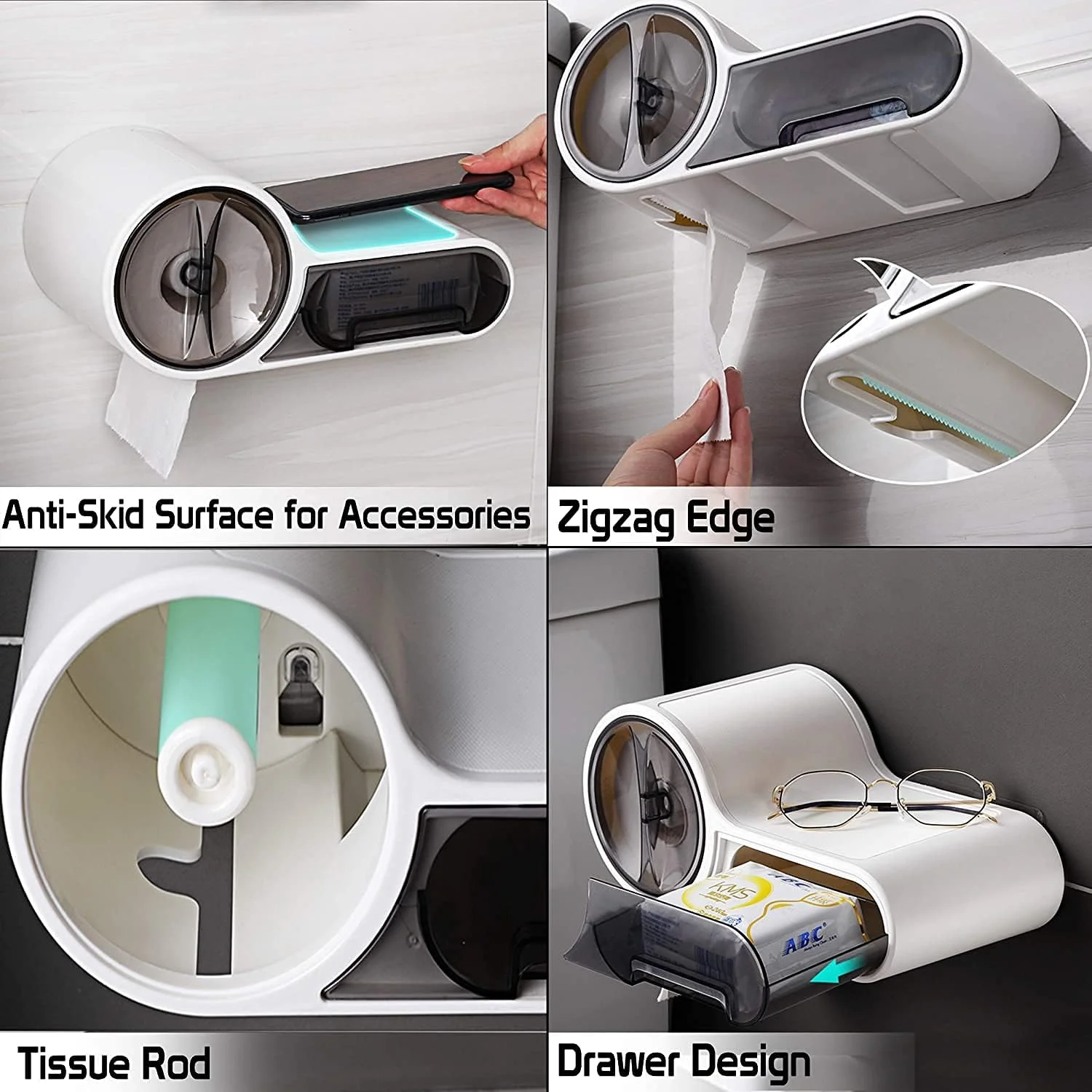 جا دستمال کاغذی رولی پلاستیکی خود چسب ضد آب سری استیکر جادویی Zollyss