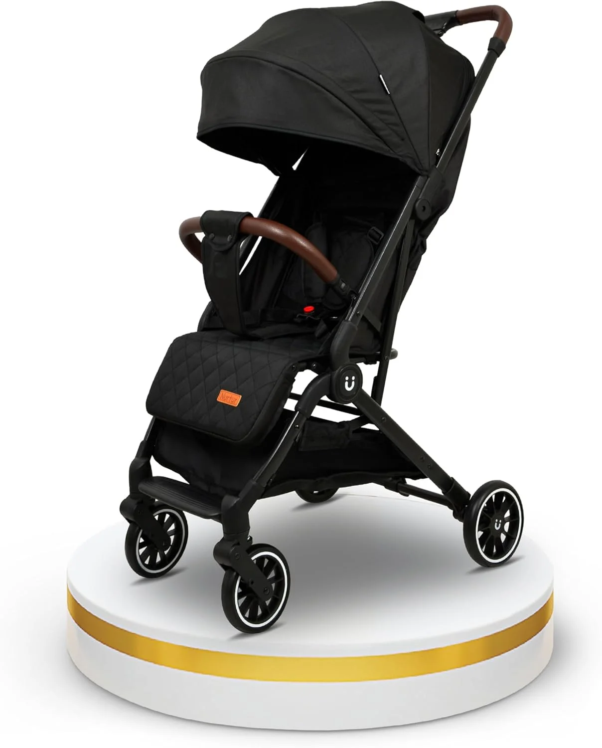 کالسکه بچه نورتر براوو پلاس مناسب برای 0 تا 36 ماه، دارای سبد ذخیره سازی، جزئیات چرمی، طراحی تاشو با یک دست، کمربند ایمنی 5 نقطه ای، چرخ های EVA - مشکی