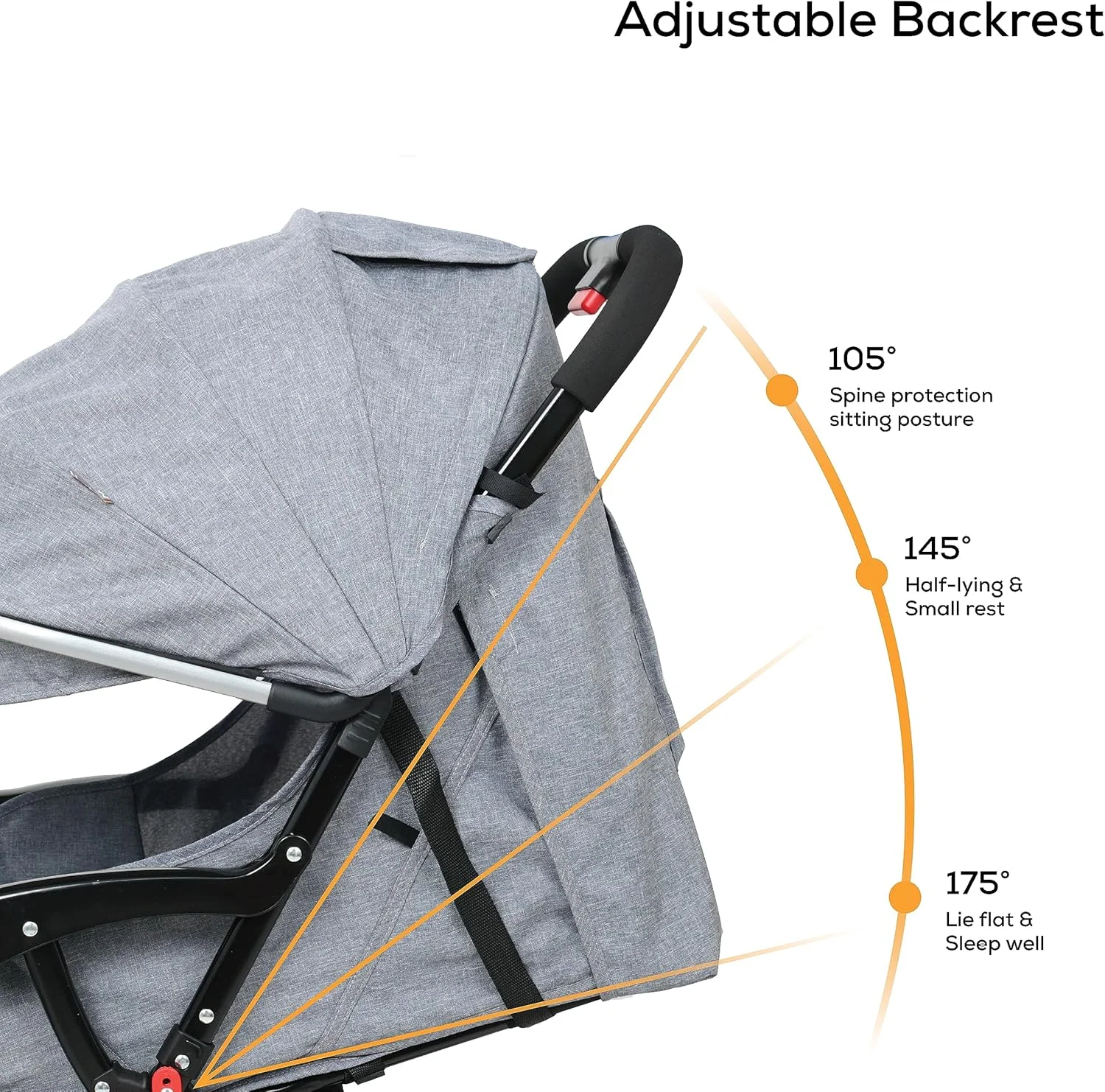 Nurtur Bliss Ultra Compact Lightweight Baby Travel Stroller with Storage Basket, Detachable Food Tray, Reclining Seat and Leg Rest, 0-36 Months, Grey