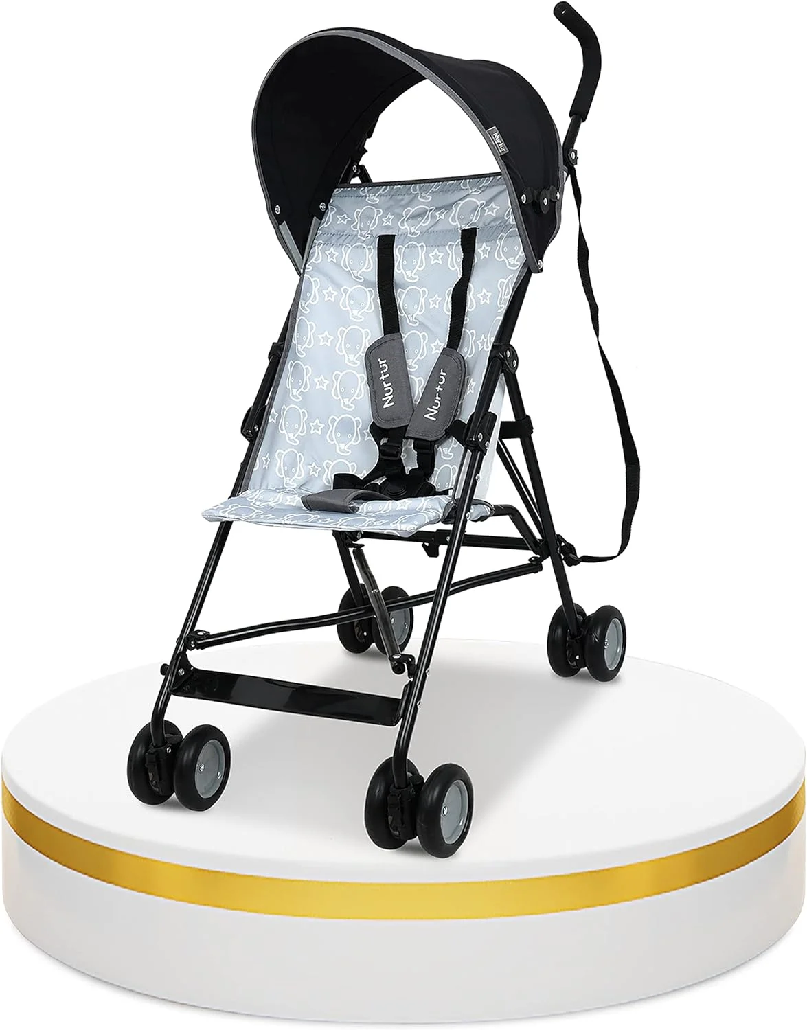 کالسکه سبک وزن Nurtur Rex – تاشو جمع و جور، سایبان آفتاب، بند شانه، طراحی جریان هوا، کالسکه قابل حمل برای کودکان نوپا 6-36 ماهه، تاشو آسان، مشکی/خاکستری