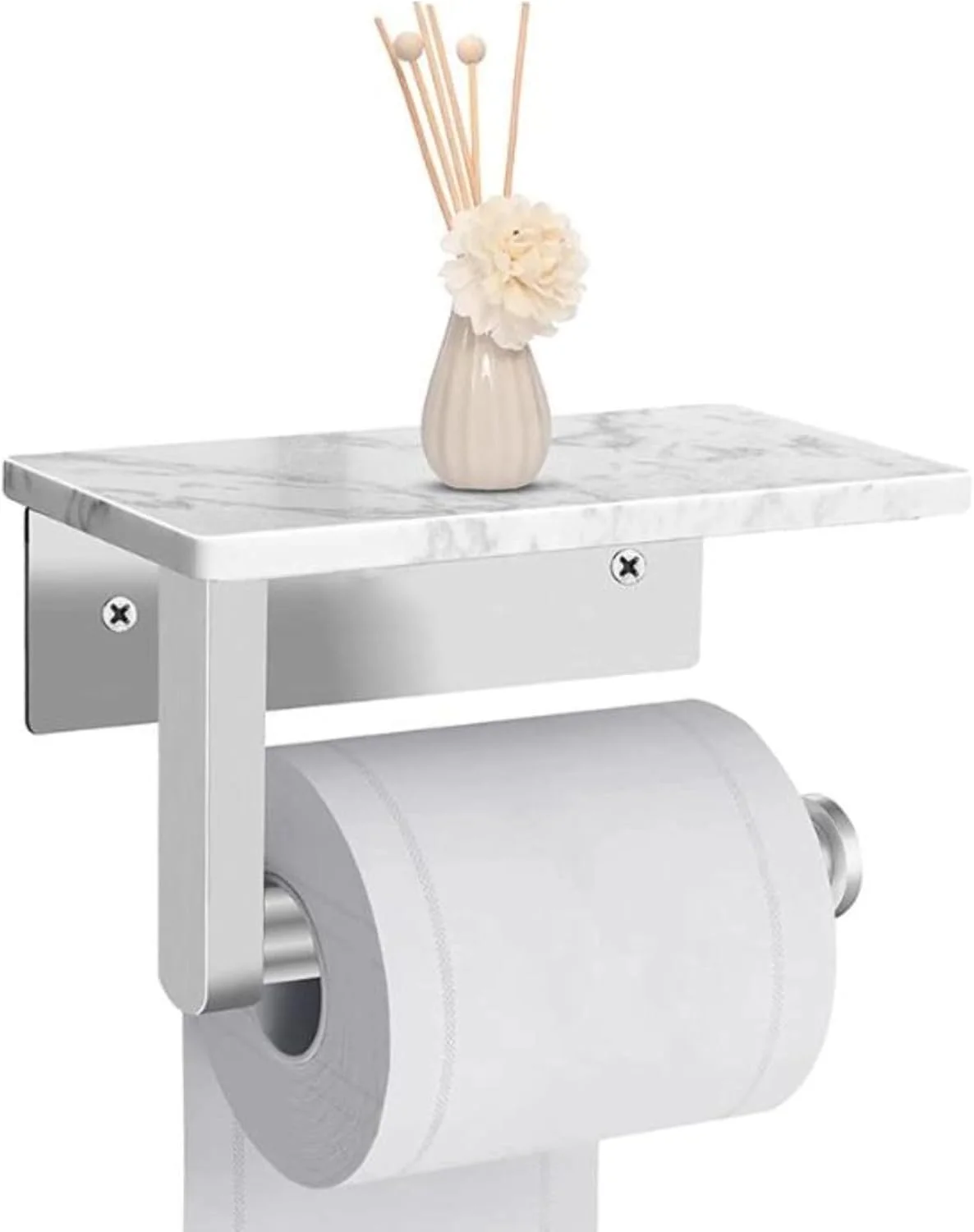 جا دستمال کاغذی توالت Zjyufy سفید، جا دستمال کاغذی توالت استیل ضد زنگ با قفسه مرمری، لوازم جانبی حمام، بسیار سبک، نصب آسان جا دستمال کاغذی توالت Zjyufy سفید، جا دستمال کاغذی توالت استیل ضد زنگ با قفسه مرمری، لوازم جانبی حمام، بسیار سبک، نصب آسان