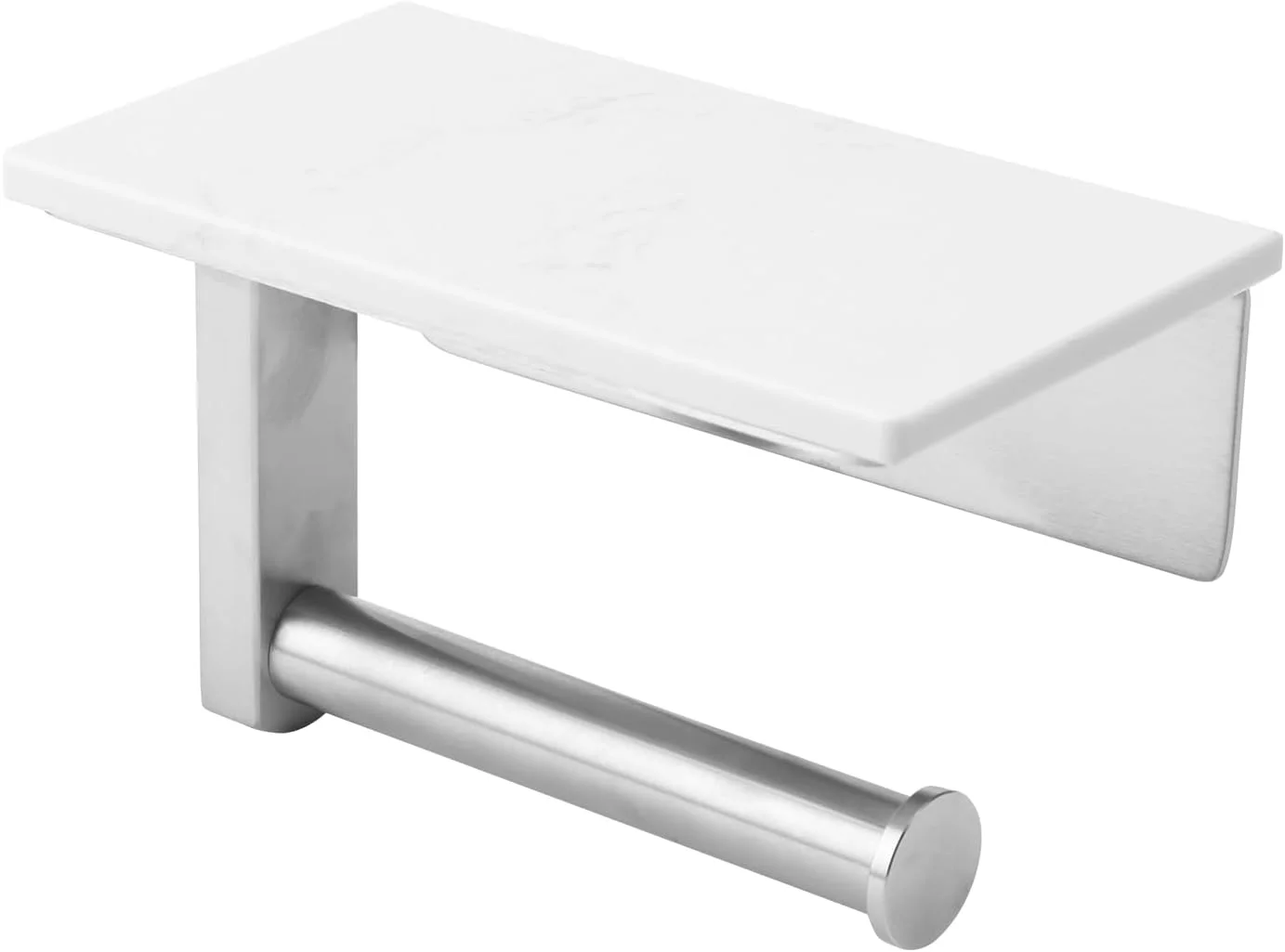 جا دستمال کاغذی توالت Zjyufy سفید، جا دستمال کاغذی توالت استیل ضد زنگ با قفسه مرمری، لوازم جانبی حمام، بسیار سبک، نصب آسان جا دستمال کاغذی توالت Zjyufy سفید، جا دستمال کاغذی توالت استیل ضد زنگ با قفسه مرمری، لوازم جانبی حمام، بسیار سبک، نصب آسان