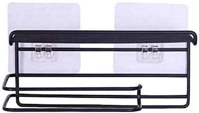 نگهدارنده دستمال توالت چسبی زولیس با قفسه، جا دستمال کاغذی رولی - (سایز استاندارد، مشکی) نگهدارنده دستمال توالت چسبی زولیس با قفسه، جا دستمال کاغذی رولی - (سایز استاندارد، مشکی)