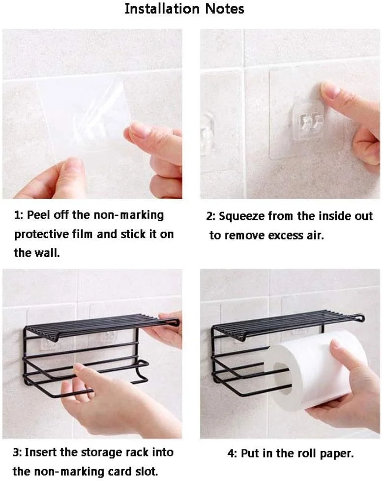 نگهدارنده دستمال توالت چسبی زولیس با قفسه، جا دستمال کاغذی رولی - (سایز استاندارد، مشکی) نگهدارنده دستمال توالت چسبی زولیس با قفسه، جا دستمال کاغذی رولی - (سایز استاندارد، مشکی)