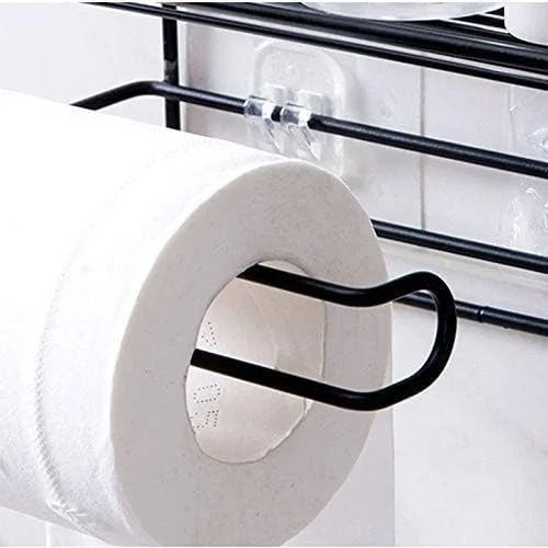 نگهدارنده دستمال توالت چسبی زولیس با قفسه، جا دستمال کاغذی رولی - (سایز استاندارد، مشکی) نگهدارنده دستمال توالت چسبی زولیس با قفسه، جا دستمال کاغذی رولی - (سایز استاندارد، مشکی)