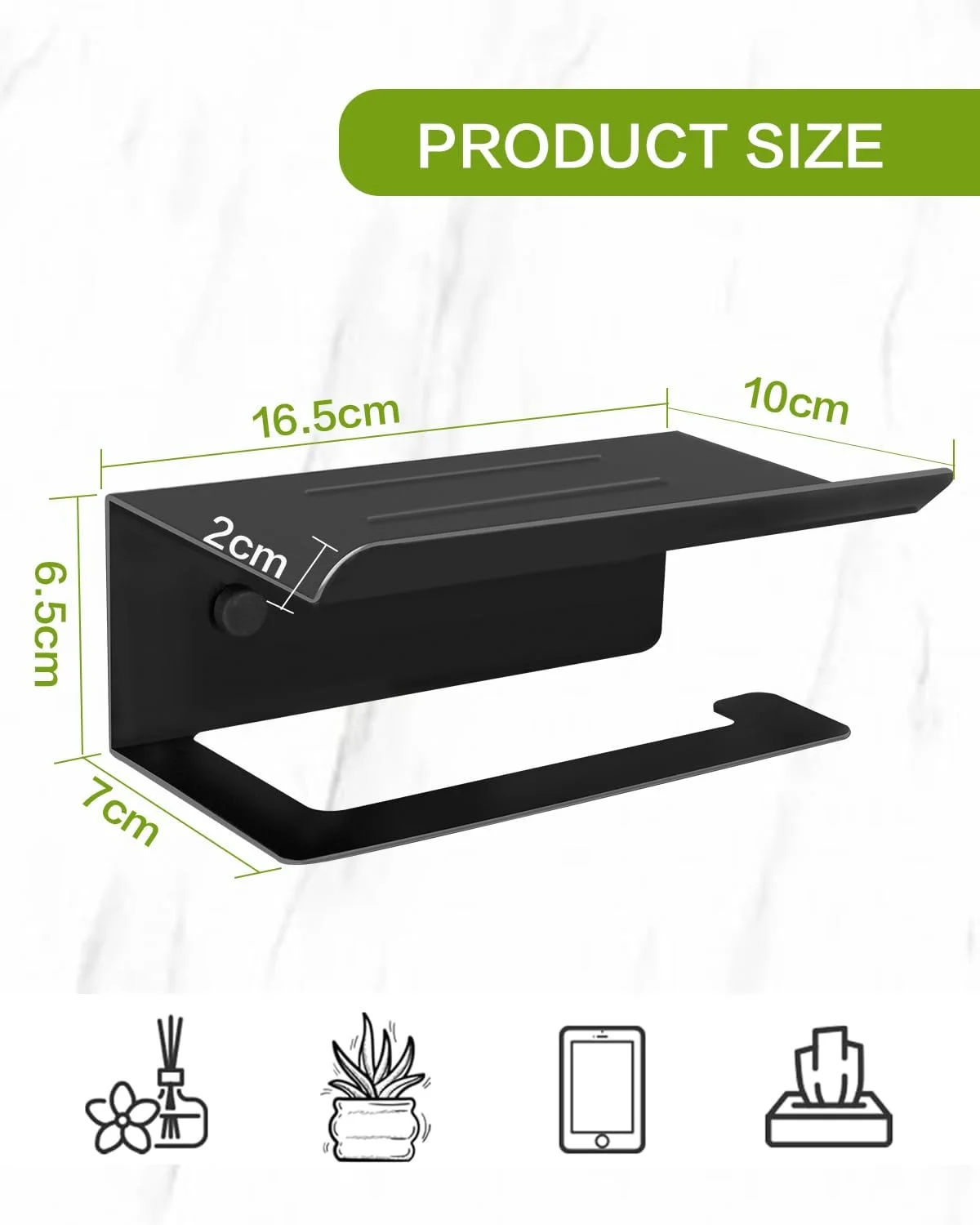 جا دستمال کاغذی توالت ZephyrCraft، جا کاغذی توالت مشکی دیواری با قفسه تلفن، فولاد ضد زنگ SUS304، جا دستمال کاغذی آشپزخانه و حمام با قابلیت نصب چسبی و دیواری جا دستمال کاغذی توالت ZephyrCraft، جا کاغذی توالت مشکی دیواری با قفسه تلفن، فولاد ضد زنگ SUS304، جا دستمال کاغذی آشپزخانه و حمام با قابلیت نصب چسبی و دیواری