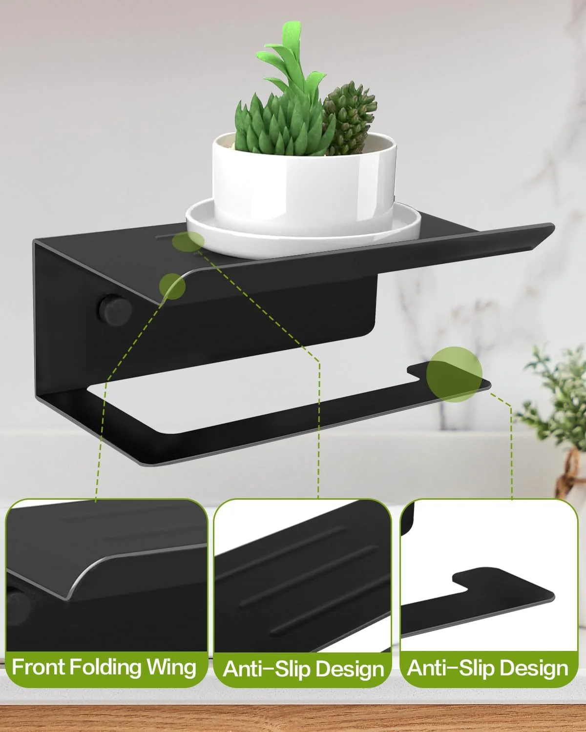 جا دستمال کاغذی توالت ZephyrCraft، جا کاغذی توالت مشکی دیواری با قفسه تلفن، فولاد ضد زنگ SUS304، جا دستمال کاغذی آشپزخانه و حمام با قابلیت نصب چسبی و دیواری جا دستمال کاغذی توالت ZephyrCraft، جا کاغذی توالت مشکی دیواری با قفسه تلفن، فولاد ضد زنگ SUS304، جا دستمال کاغذی آشپزخانه و حمام با قابلیت نصب چسبی و دیواری