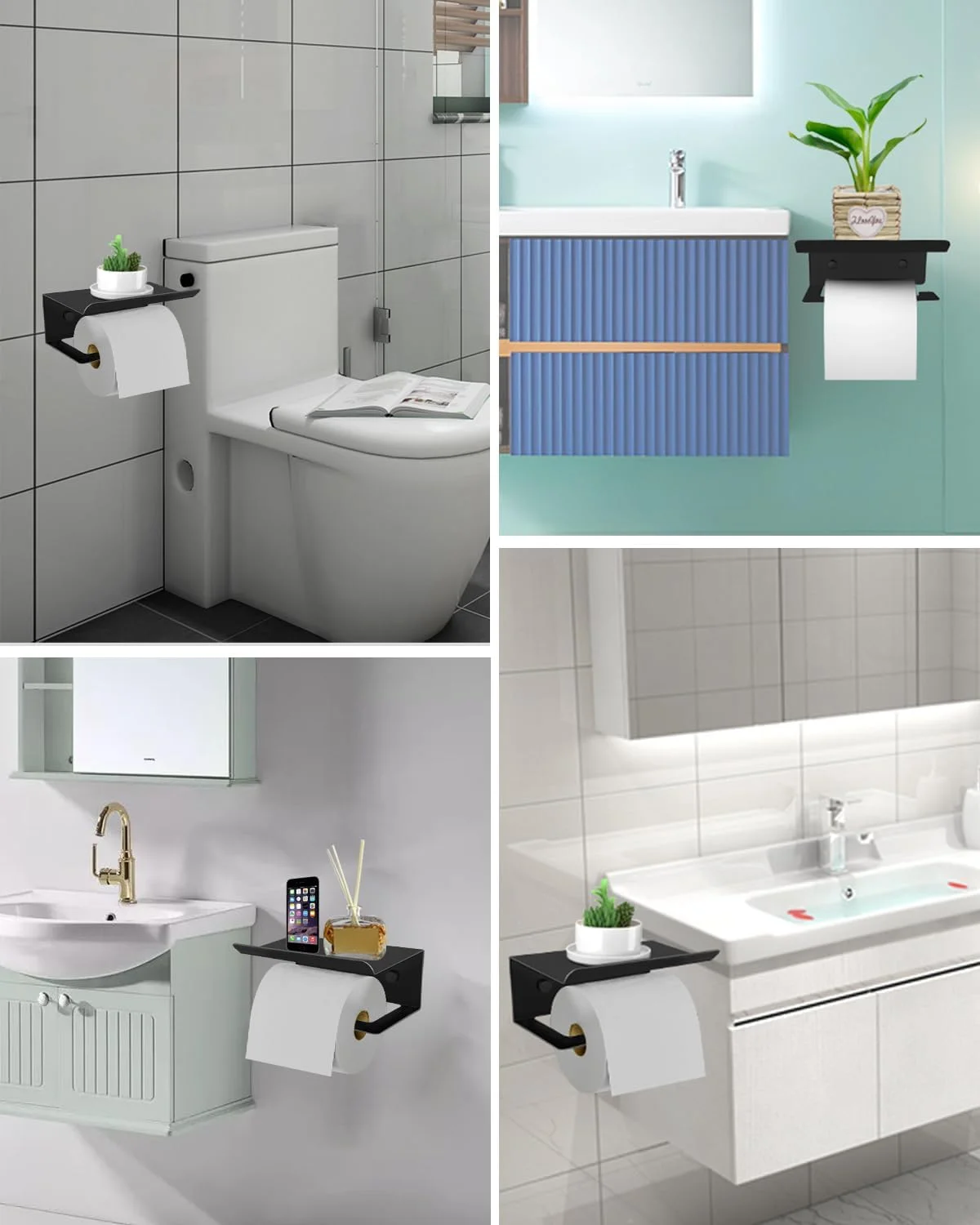 جا دستمال کاغذی توالت ZephyrCraft، جا کاغذی توالت مشکی دیواری با قفسه تلفن، فولاد ضد زنگ SUS304، جا دستمال کاغذی آشپزخانه و حمام با قابلیت نصب چسبی و دیواری جا دستمال کاغذی توالت ZephyrCraft، جا کاغذی توالت مشکی دیواری با قفسه تلفن، فولاد ضد زنگ SUS304، جا دستمال کاغذی آشپزخانه و حمام با قابلیت نصب چسبی و دیواری