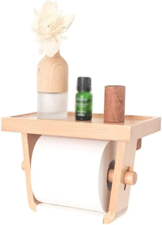 نگهدارنده رول توالت ZDmalt، نگهدارنده کاغذ توالت چوبی با قفسه، نگهدارنده رول دستمال کاغذی دیواری، پخش کننده دستمال کاغذی، مناسب حمام نگهدارنده رول توالت ZDmalt، نگهدارنده کاغذ توالت چوبی با قفسه، نگهدارنده رول دستمال کاغذی دیواری، پخش کننده دستمال کاغذی، مناسب حمام