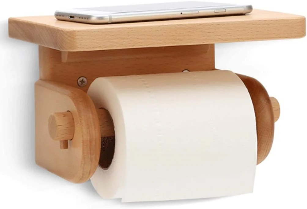 نگهدارنده رول توالت ZDmalt، نگهدارنده کاغذ توالت چوبی با قفسه، نگهدارنده رول دستمال کاغذی دیواری، پخش کننده دستمال کاغذی، مناسب حمام نگهدارنده رول توالت ZDmalt، نگهدارنده کاغذ توالت چوبی با قفسه، نگهدارنده رول دستمال کاغذی دیواری، پخش کننده دستمال کاغذی، مناسب حمام