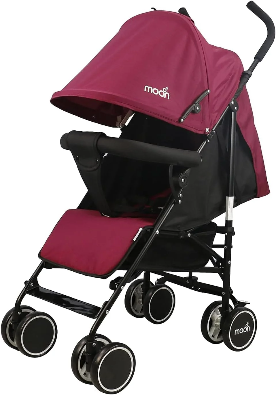 کالسکه مسافرتی سبک وزن نئو پلاس مون برند مناسب نوزاد/کودک/نوپا از 0 ماهگی (تا 18 کیلوگرم) - تاشو چتری - صندلی تکیه گاه چند حالته - سبد ذخیره سازی - قرمز تیره