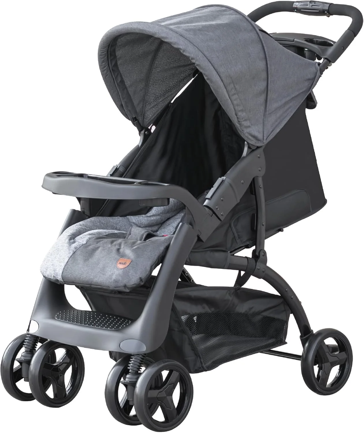 کالسکه مسافرتی کودک آریا برند مون - حمل و نقل تاشو و خوابیده شو - چرخ های چرخان 360 درجه - 3 حالت خوابیده شو - کمربند ایمنی 5 نقطه ای - سبد ذخیره سازی - سینی غذا - 0 ماه به بالا - مشکی