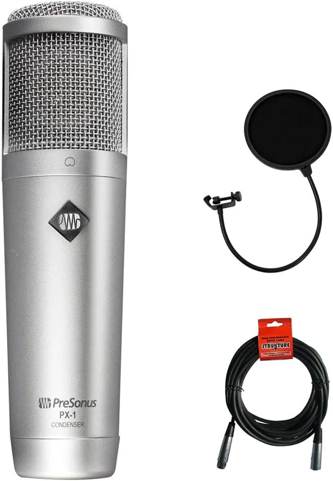 میکروفون کاندنسر کاردیوئید با دیافراگم بزرگ PreSonus PX-1 به همراه پاپ فیلتر و کابل XLR