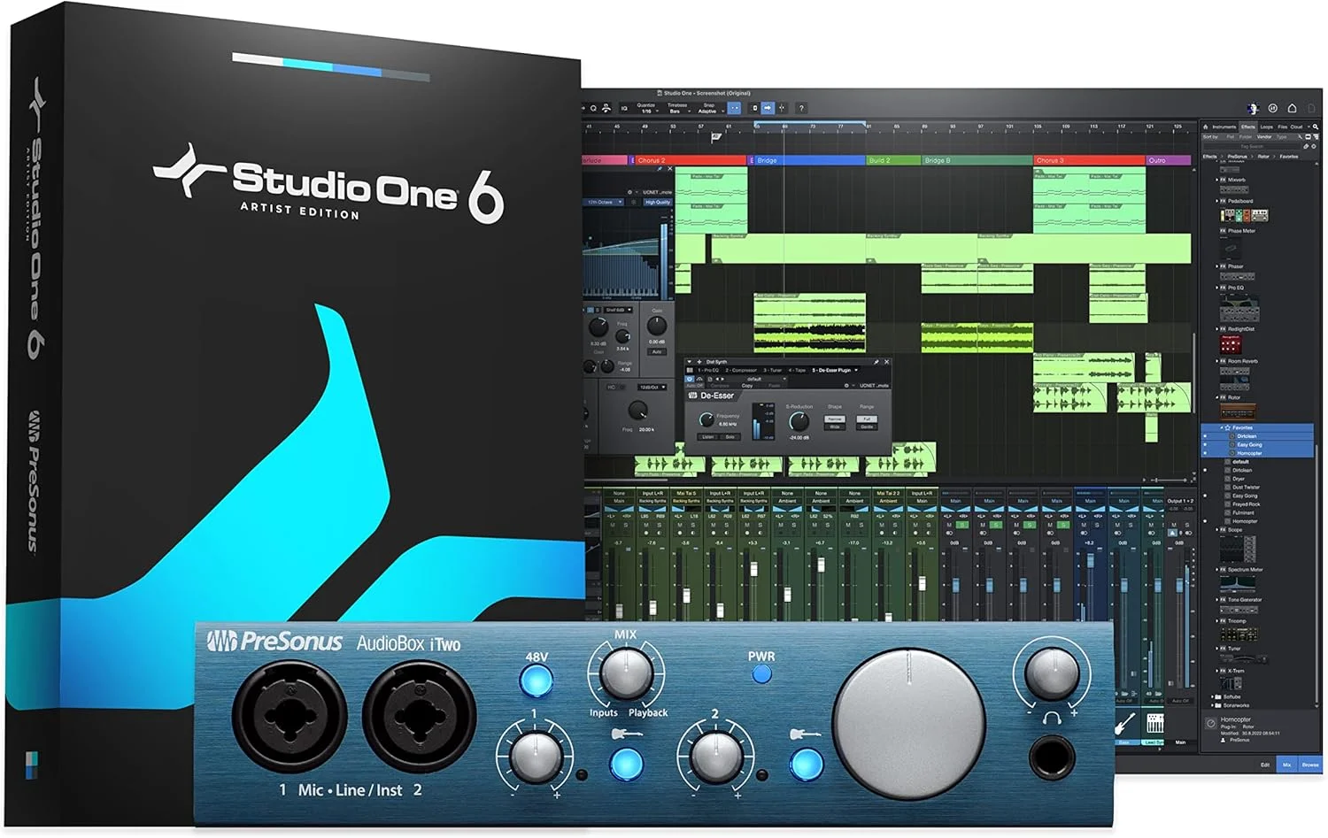 اینترفیس صوتی Presonus Audiobox Itwo 2X2 Usb/Ipad به همراه نرم افزار ضبط Studio One Artist و Ableton Live Lite Daw