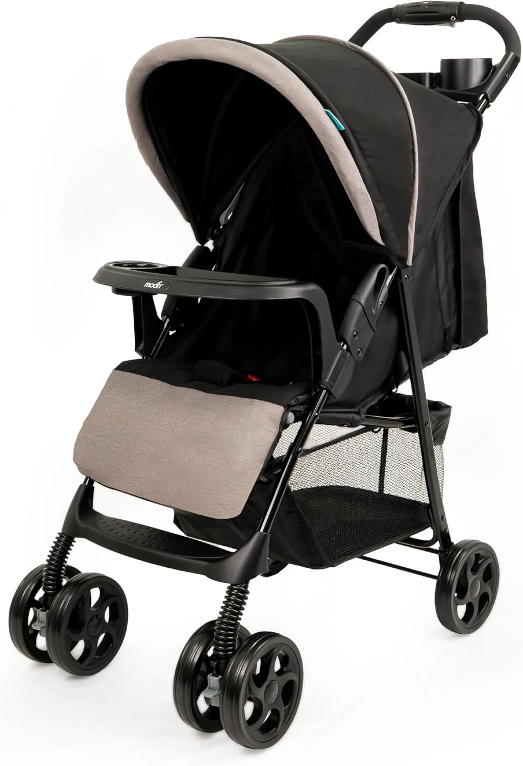کالسکه بچه شهری مترو برند مون - تاشو با یک دست - قفل، سینی دوتایی، تکیه گاه پا، صندلی چند حالته - ترولی کودک برای نوزاد، کودک نوپا و خردسال - 0 ماه به بالا (تا 18 کیلوگرم) - خاکستری