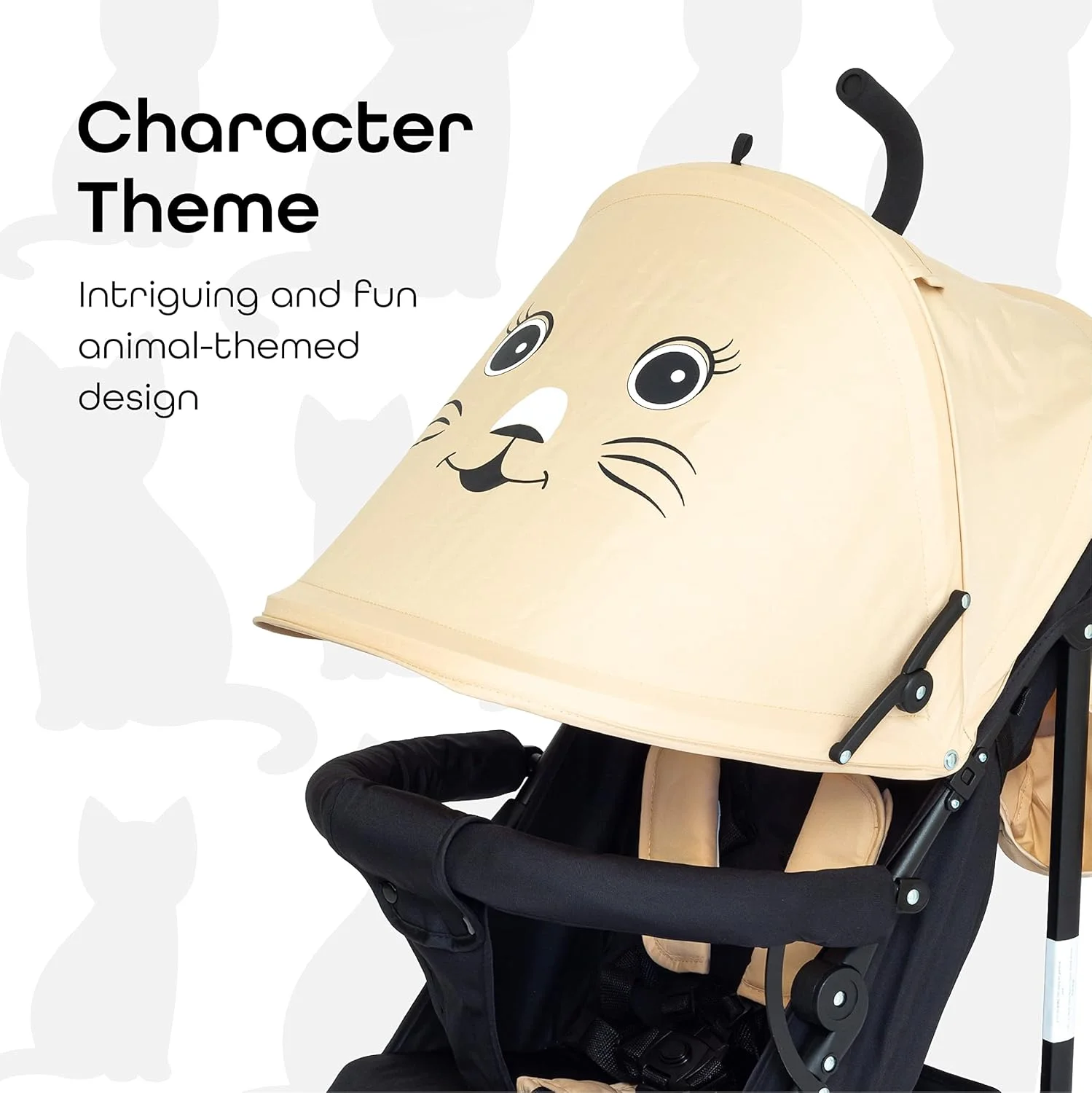 کالسکه عصایی کودک طرح سافاری برند مون – کالسکه چتری با طرح حیوانات و سایبان – سبک ترین کالسکه تاشو جمع و جور مناسب سفر – دارای حالت خواب، سبد خرید و بند شانه – مناسب از بدو تولد (تا 18 کیلوگرم) - طرح گربه کالسکه عصایی کودک طرح سافاری برند مون – کالسکه چتری با طرح حیوانات و سایبان – سبک ترین کالسکه تاشو جمع و جور مناسب سفر – دارای حالت خواب، سبد خرید و بند شانه – مناسب از بدو تولد (تا 18 کیلوگرم) - طرح گربه