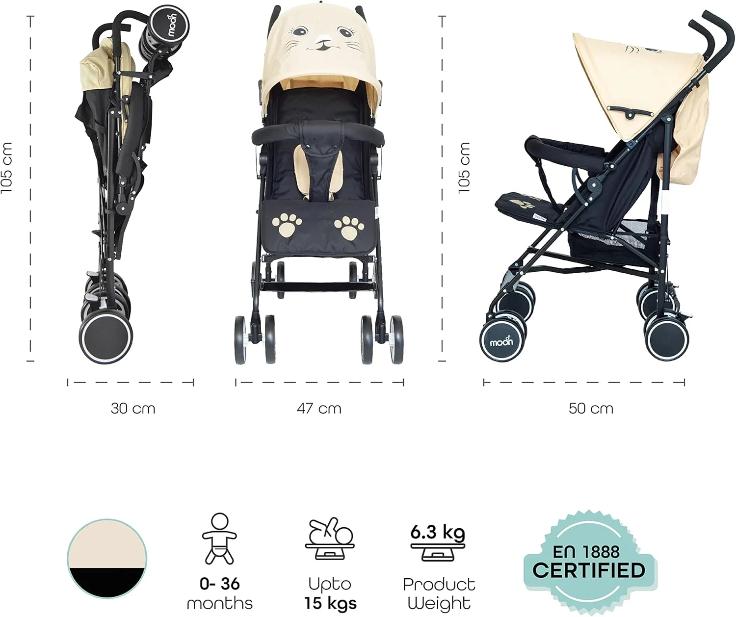 کالسکه عصایی کودک طرح سافاری برند مون – کالسکه چتری با طرح حیوانات و سایبان – سبک ترین کالسکه تاشو جمع و جور مناسب سفر – دارای حالت خواب، سبد خرید و بند شانه – مناسب از بدو تولد (تا 18 کیلوگرم) - طرح گربه کالسکه عصایی کودک طرح سافاری برند مون – کالسکه چتری با طرح حیوانات و سایبان – سبک ترین کالسکه تاشو جمع و جور مناسب سفر – دارای حالت خواب، سبد خرید و بند شانه – مناسب از بدو تولد (تا 18 کیلوگرم) - طرح گربه