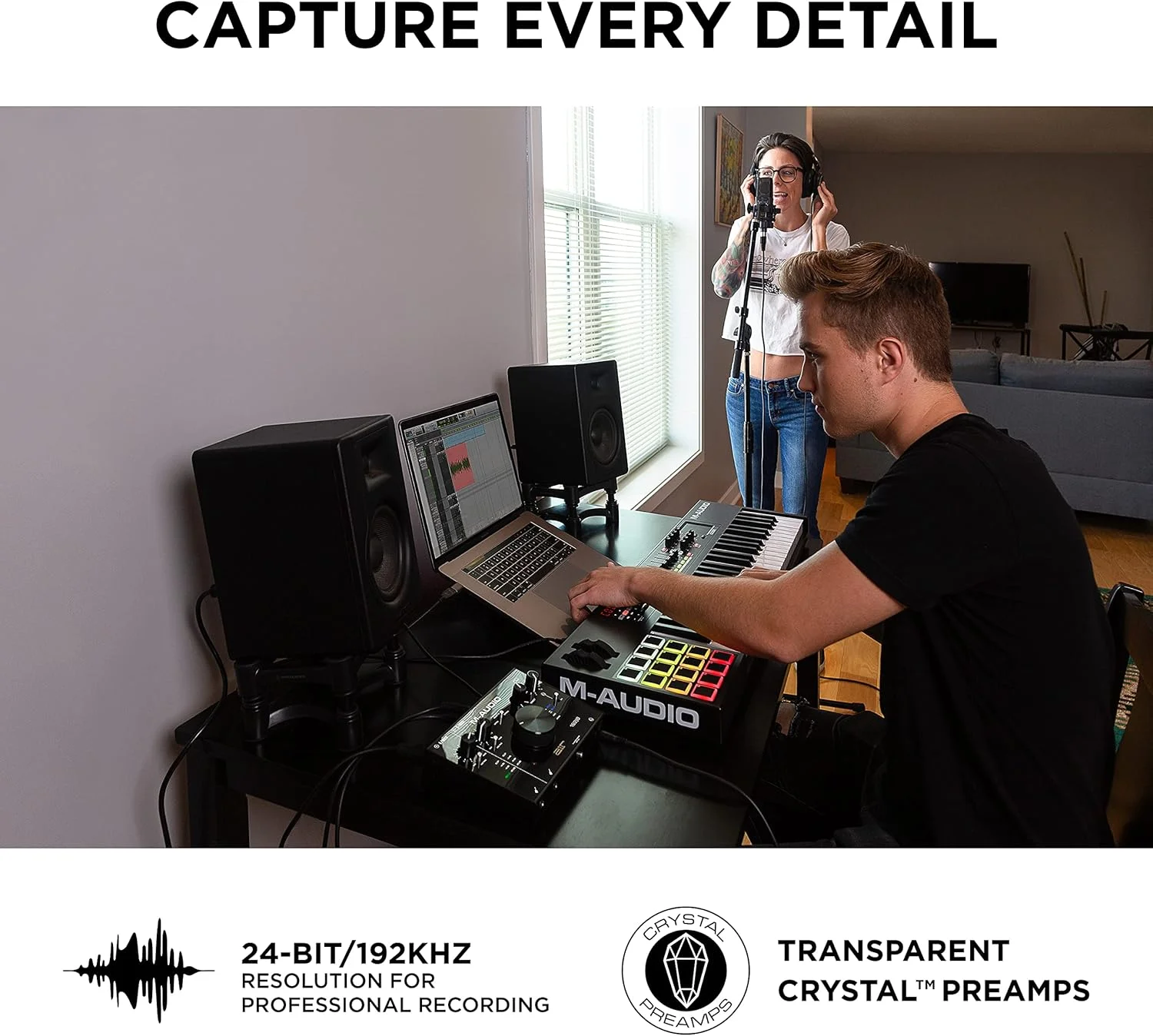 اینترفیس صوتی/MIDI یو‌اس‌بی M-Audio AIR 192|8 با 2 ورودی و 4 خروجی به همراه نرم‌افزار ضبط صدا از Pro-Tools و Ableton Live به علاوه ابزارهای FX استودیویی