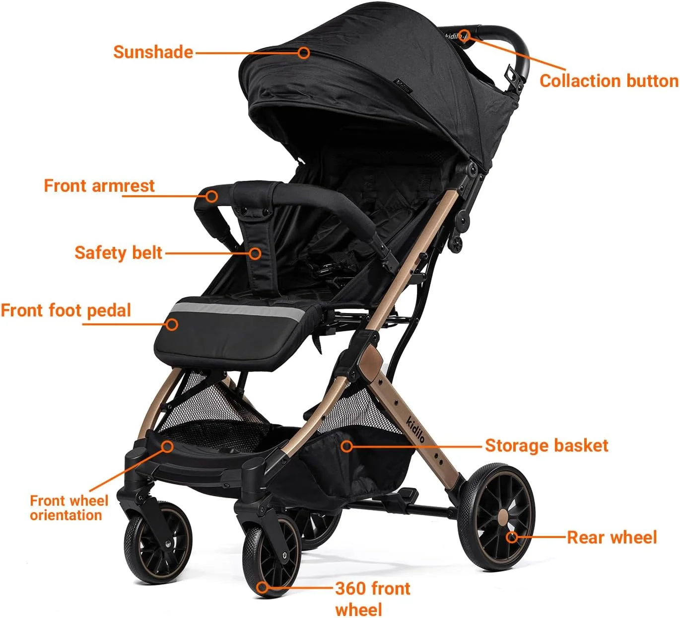 کالسکه مسافرتی سبک کیدیلو برای نوزادان و کودکان نوپا | تاشو، جمع و جور، صندلی تکیه دار، کمربند ایمنی 5 نقطه ای | چرخ های 360 درجه، سبد ذخیره سازی - مناسب برای کابین هواپیما کالسکه مسافرتی سبک کیدیلو برای نوزادان و کودکان نوپا | تاشو، جمع و جور، صندلی تکیه دار، کمربند ایمنی 5 نقطه ای | چرخ های 360 درجه، سبد ذخیره سازی - مناسب برای کابین هواپیما