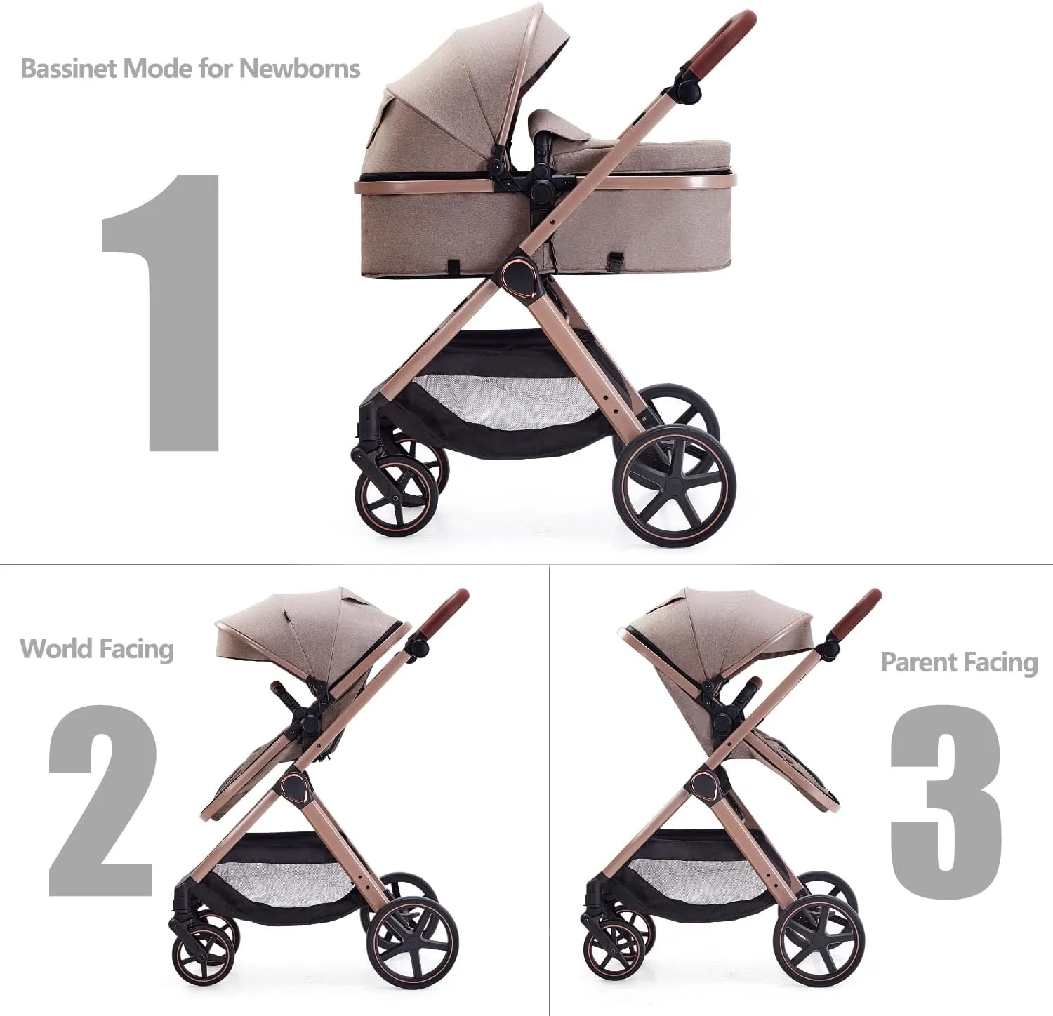 کالسکه بچه لورتسیباب مدل 2 در 1، کالسکه تاشو نوزاد مناسب برای نوزادان 0 تا 36 ماهه (بژ) کالسکه بچه لورتسیباب مدل 2 در 1، کالسکه تاشو نوزاد مناسب برای نوزادان 0 تا 36 ماهه (بژ)