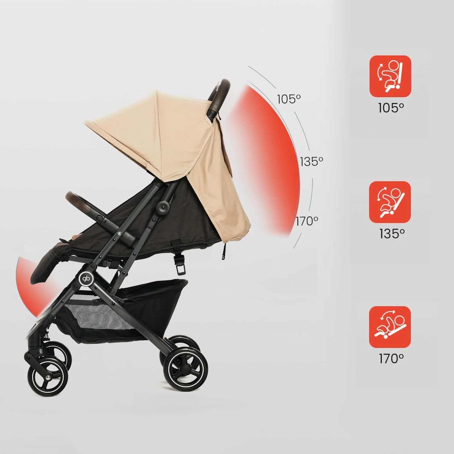 کالسکه مسافرتی سبک وزن gb WEE برای نوزادان و کودکان نوپا، مطابق با ابعاد چمدان کابین هواپیما، زرد مشکی