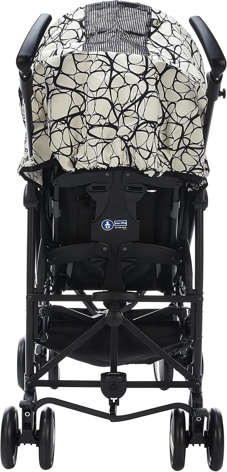 کالسکه تاشو چتری سبک و جمع و جور Pliko Mini، تایید شده از بدو تولد تا 22 کیلوگرم، چرخ های تعلیق نرم، پشتی تکیه گاه و سایبان UPF 50+، تاشو آسان و دسته های ارگونومیک، مشکی/طلایی/سفید