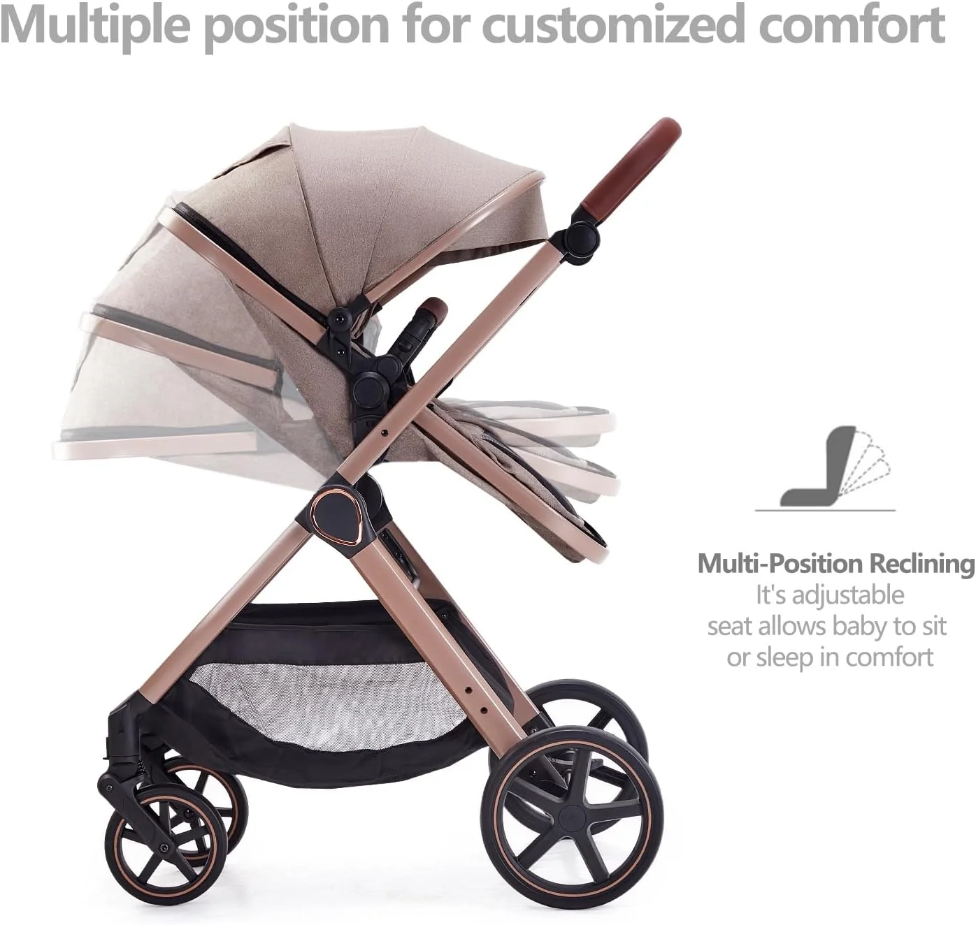 کالسکه بچه لورتسیباب مدل 2 در 1، کالسکه تاشو نوزاد مناسب برای نوزادان 0 تا 36 ماهه (بژ) کالسکه بچه لورتسیباب مدل 2 در 1، کالسکه تاشو نوزاد مناسب برای نوزادان 0 تا 36 ماهه (بژ)