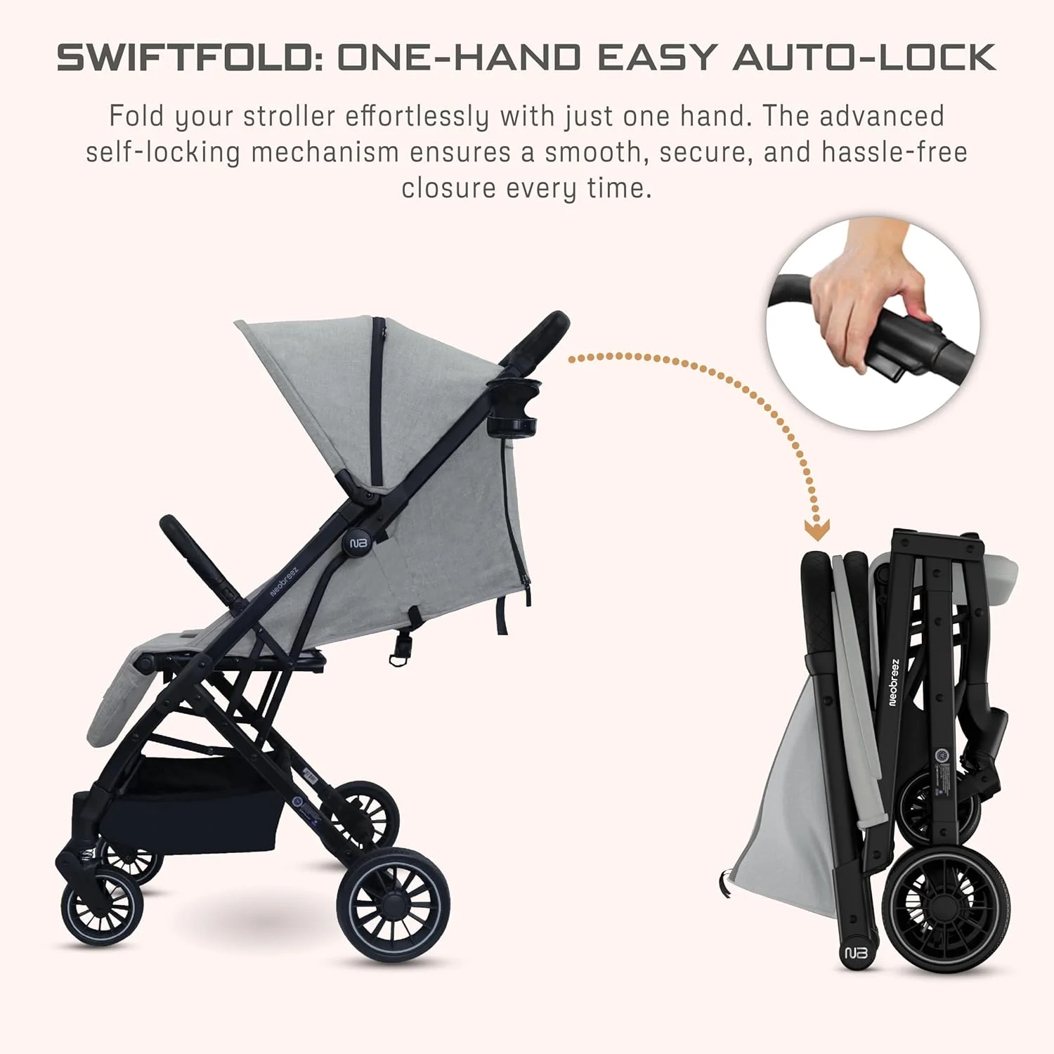 کالسکه مسافرتی سبک وزن و جمع و جور PENTA برای کودکان نوپا و نوزادان به همراه جا لیوانی، دسته کالسکه بچه، تاشو سریع و قفل خودکار، سایبان ضد آب با UPF 50+ مناسب 0 تا 3 سال، 15 کیلوگرم