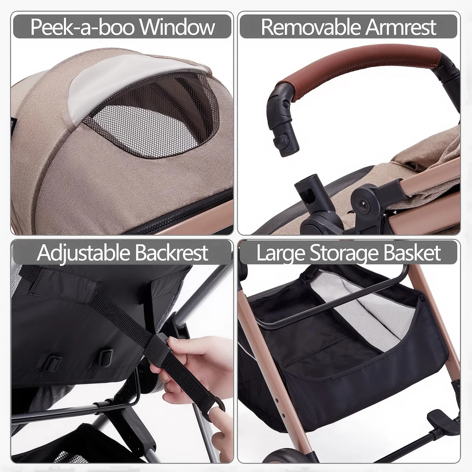 کالسکه بچه لورتسیباب مدل 2 در 1، کالسکه تاشو نوزاد مناسب برای نوزادان 0 تا 36 ماهه (بژ) کالسکه بچه لورتسیباب مدل 2 در 1، کالسکه تاشو نوزاد مناسب برای نوزادان 0 تا 36 ماهه (بژ)