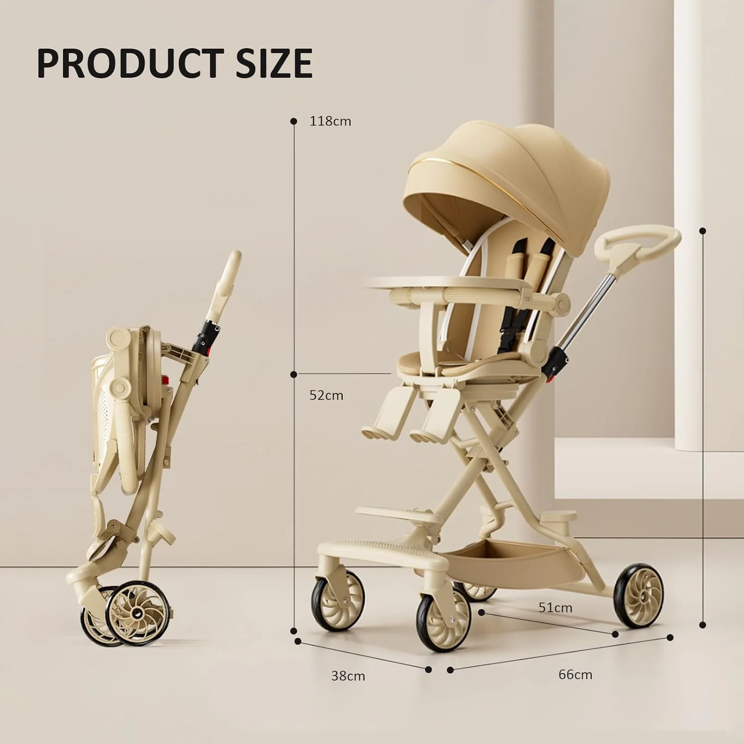 کالسکه بچه دو طرفه، کالسکه مسافرتی سبک وزن با سایبان قابل تنظیم، کالسکه نوزاد تاشو با منظره دید بالا، دارای سایبان بزرگ UPF 50+، جمع و جور و تاشو آسان کالسکه بچه دو طرفه، کالسکه مسافرتی سبک وزن با سایبان قابل تنظیم، کالسکه نوزاد تاشو با منظره دید بالا، دارای سایبان بزرگ UPF 50+، جمع و جور و تاشو آسان