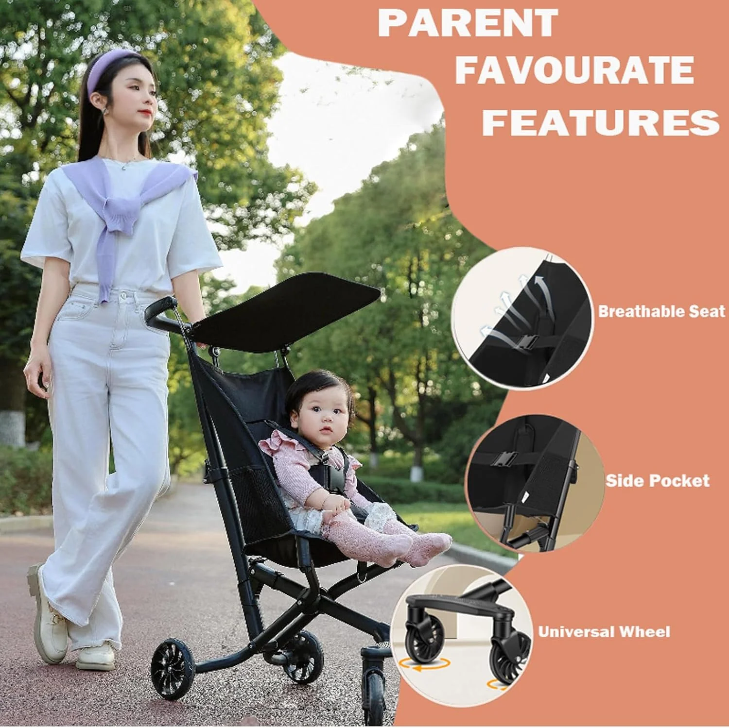 کالسکه مسافرتی سبک وزن مناسب هواپیما، کالسکه فوق العاده جمع و جور کودک با سایبان برای نوزادان و کودکان 6 تا 48 ماهه، تاشو آسان با یک دست برای قفسه چمدان هواپیما و صندوق عقب خودرو (مشکی) کالسکه مسافرتی سبک وزن مناسب هواپیما، کالسکه فوق العاده جمع و جور کودک با سایبان برای نوزادان و کودکان 6 تا 48 ماهه، تاشو آسان با یک دست برای قفسه چمدان هواپیما و صندوق عقب خودرو (مشکی)