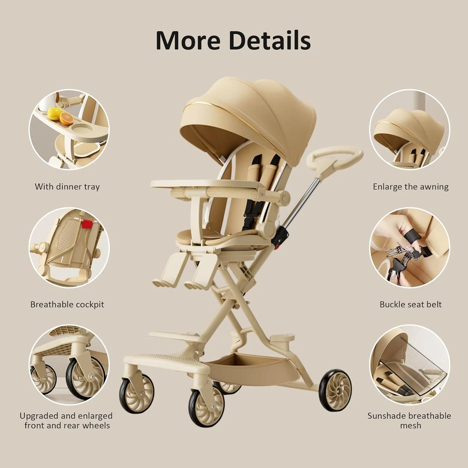 کالسکه بچه دو طرفه، کالسکه مسافرتی سبک وزن با سایبان قابل تنظیم، کالسکه نوزاد تاشو با منظره دید بالا، دارای سایبان بزرگ UPF 50+، جمع و جور و تاشو آسان کالسکه بچه دو طرفه، کالسکه مسافرتی سبک وزن با سایبان قابل تنظیم، کالسکه نوزاد تاشو با منظره دید بالا، دارای سایبان بزرگ UPF 50+، جمع و جور و تاشو آسان