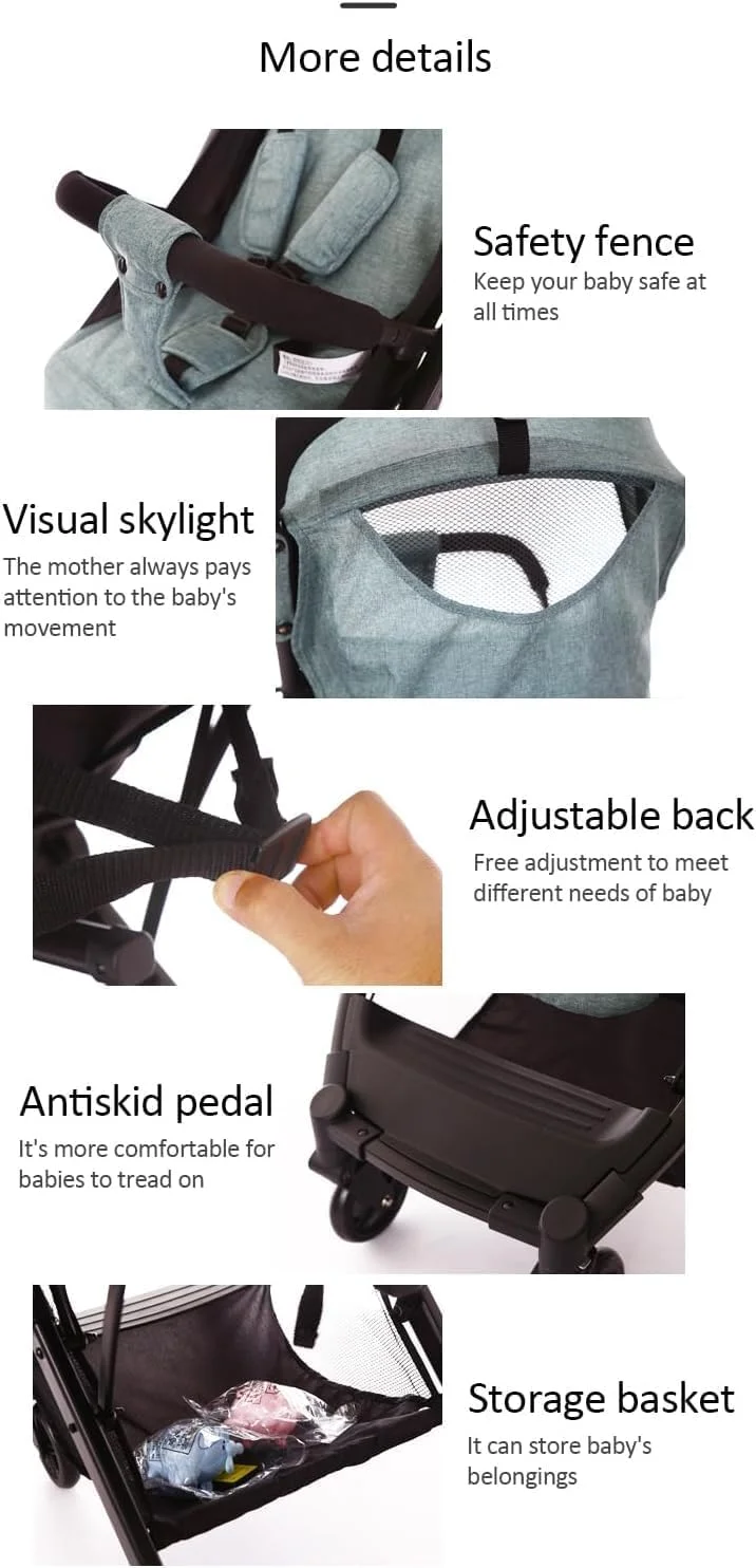 کالسکه مسافرتی سبک وزن با قابلیت تاشو تک دکمه ای و دسته معکوس شونده، کالسکه تاشو مناسب نوزادان و کودکان نوپا تا 4 سال | ایده آل برای مسافرت با نوزاد، کالسکه عصایی