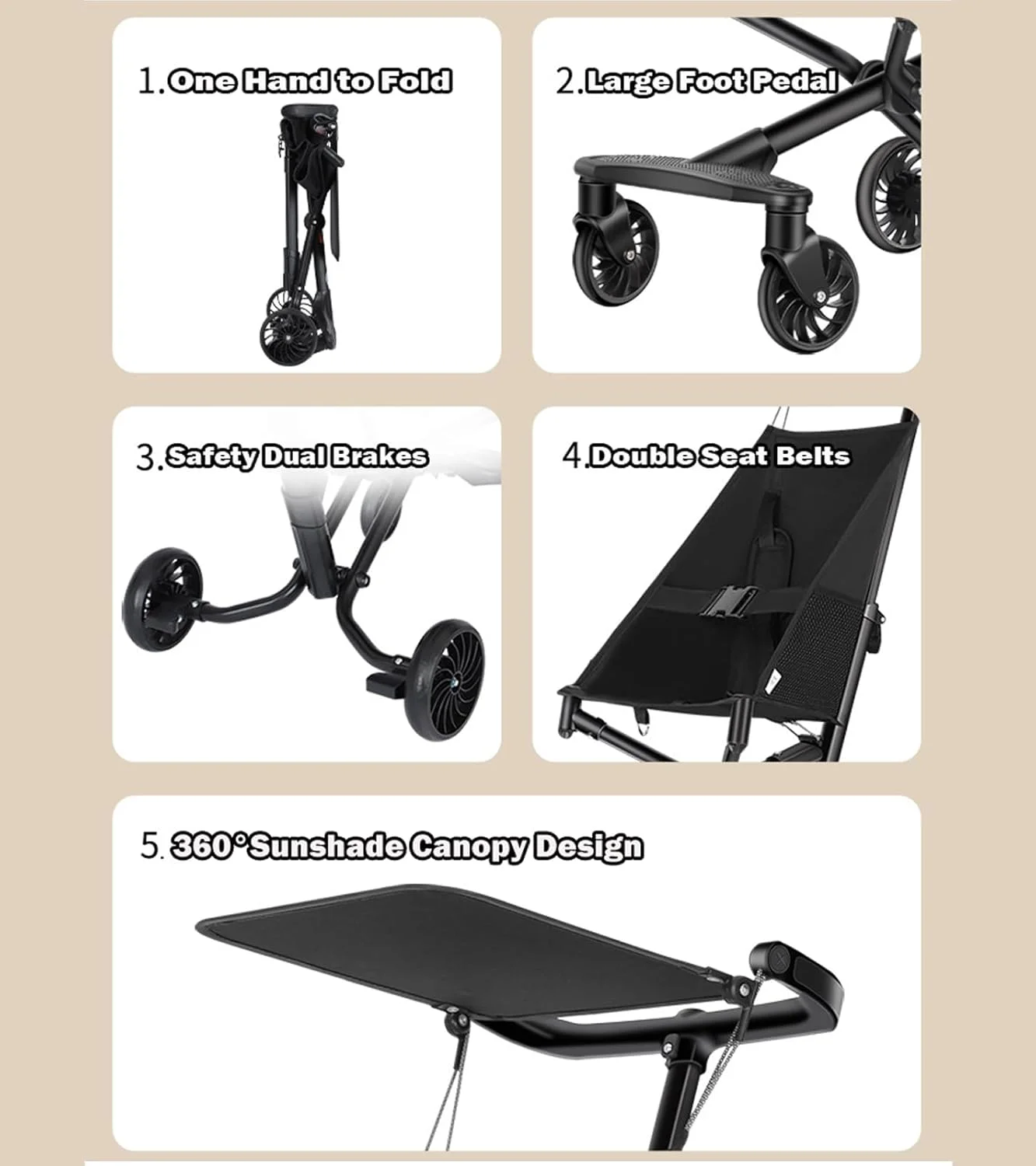 کالسکه مسافرتی سبک وزن مناسب هواپیما، کالسکه فوق العاده جمع و جور کودک با سایبان برای نوزادان و کودکان 6 تا 48 ماهه، تاشو آسان با یک دست برای قفسه چمدان هواپیما و صندوق عقب خودرو (مشکی) کالسکه مسافرتی سبک وزن مناسب هواپیما، کالسکه فوق العاده جمع و جور کودک با سایبان برای نوزادان و کودکان 6 تا 48 ماهه، تاشو آسان با یک دست برای قفسه چمدان هواپیما و صندوق عقب خودرو (مشکی)