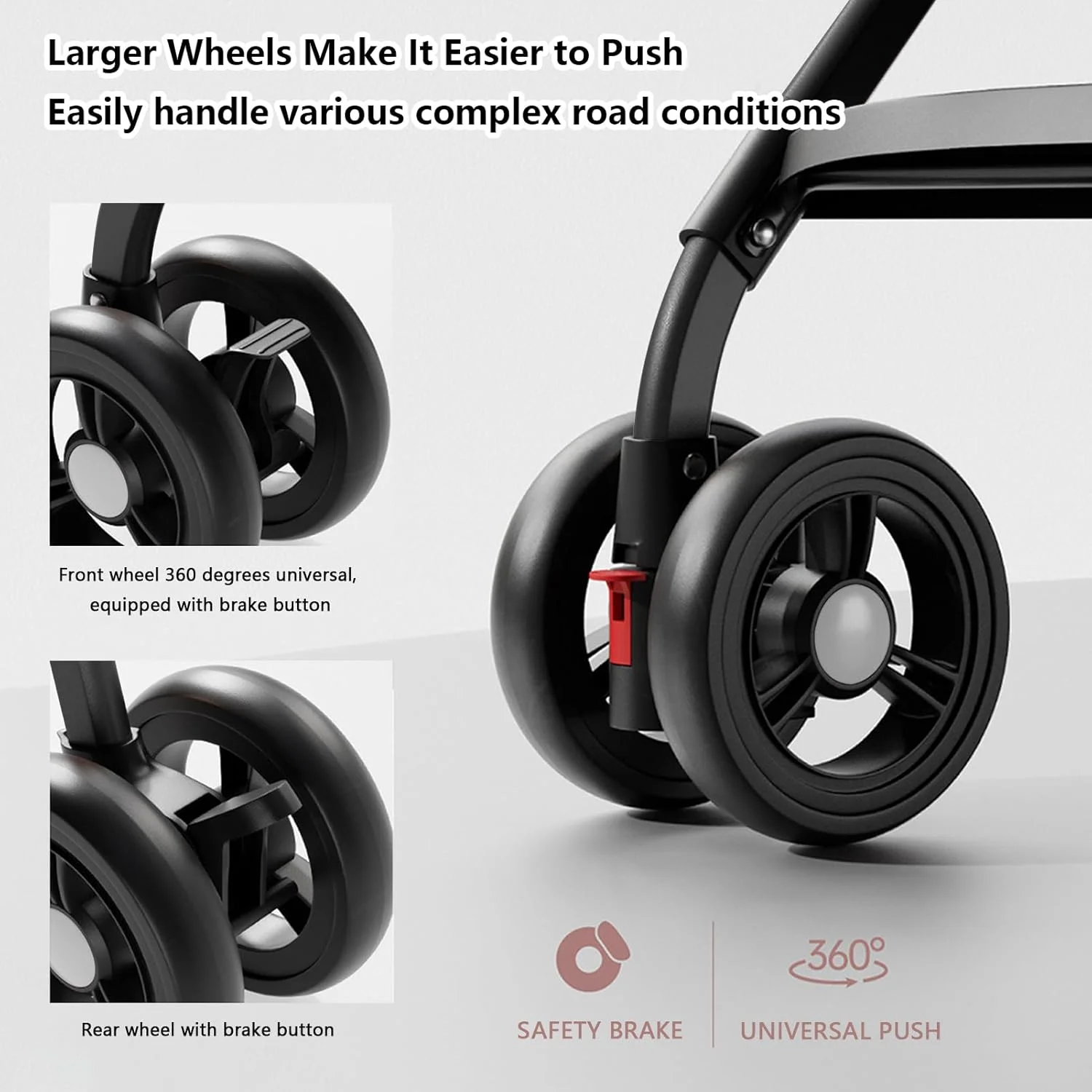 کالسکه سبک وزن برای نوزاد، کالسکه مسافرتی، کالسکه دو طرفه برای هواپیما، باز و بسته شدن با یک لمس، کالسکه نوزاد/تکیه گاه قابل تنظیم/سایبان/سپر T شکل/سینی غذا/تشک خنک کننده