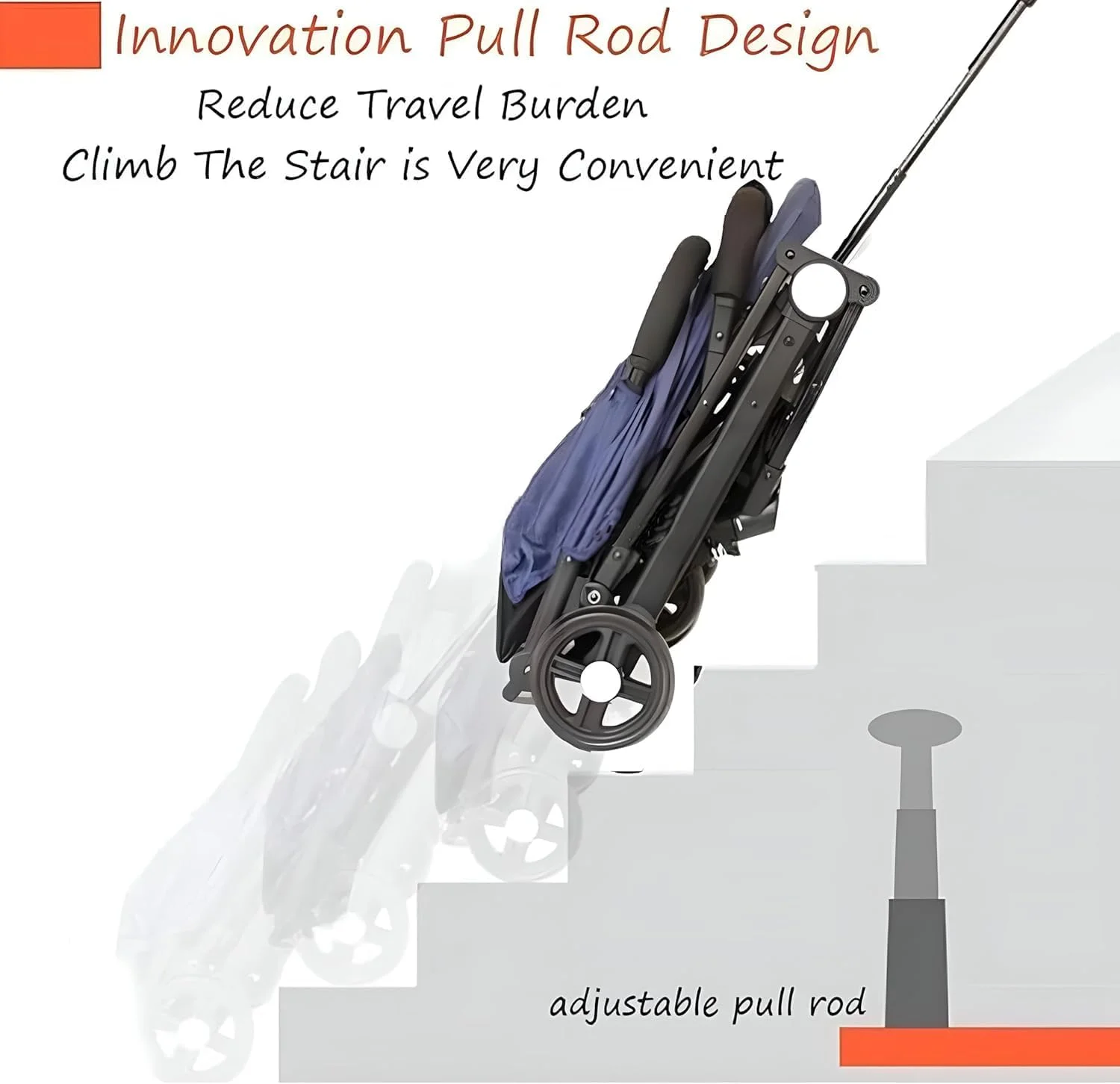 کالسکه مسافرتی سبک وزن با قابلیت تاشو تک دکمه ای و دسته معکوس شونده، کالسکه تاشو مناسب نوزادان و کودکان نوپا تا 4 سال | ایده آل برای مسافرت با نوزاد، کالسکه عصایی