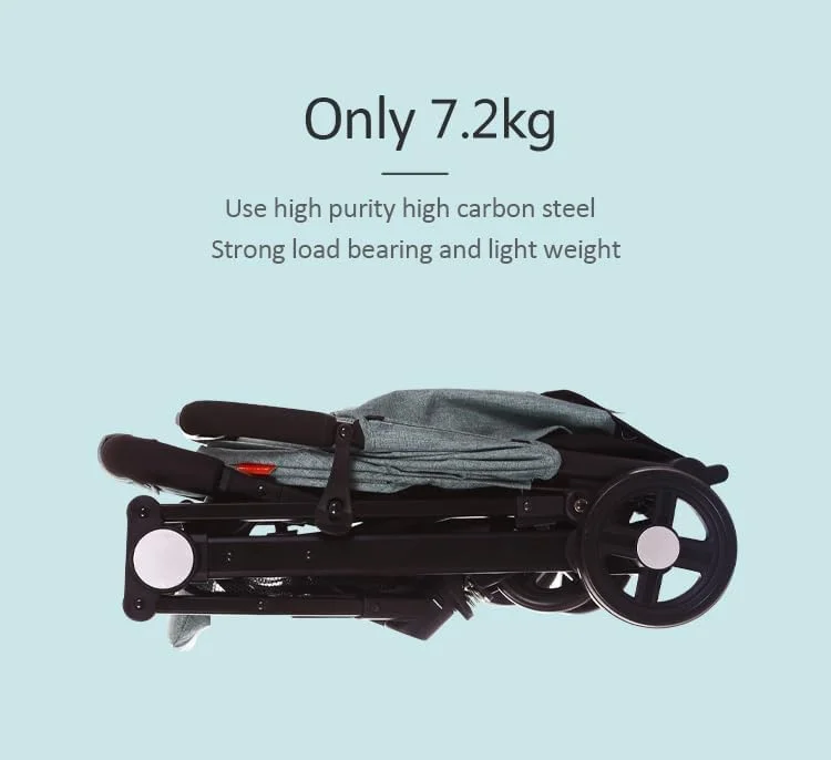 کالسکه مسافرتی سبک وزن با قابلیت تاشو تک دکمه ای و دسته معکوس شونده، کالسکه تاشو مناسب نوزادان و کودکان نوپا تا 4 سال | ایده آل برای مسافرت با نوزاد، کالسکه عصایی