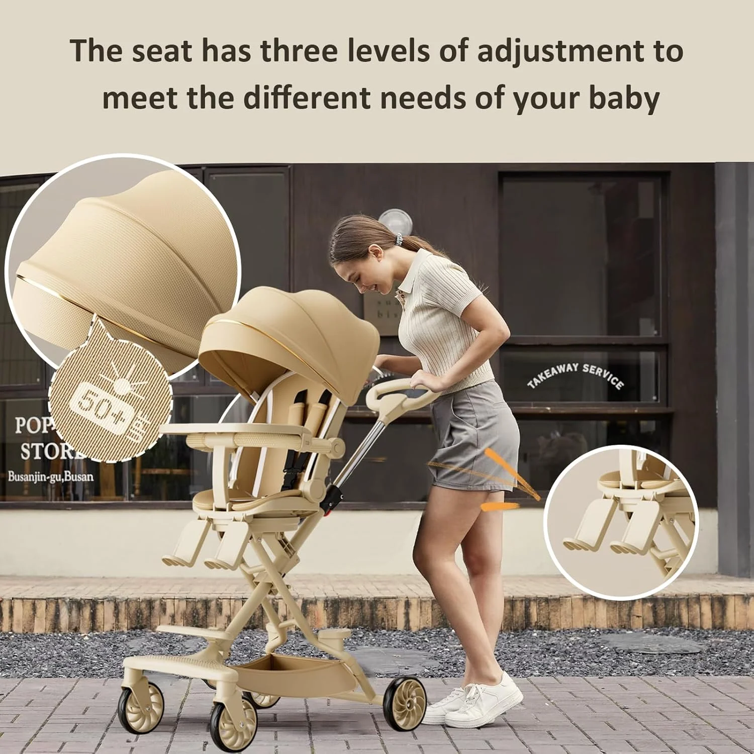 کالسکه بچه دو طرفه، کالسکه مسافرتی سبک وزن با سایبان قابل تنظیم، کالسکه نوزاد تاشو با منظره دید بالا، دارای سایبان بزرگ UPF 50+، جمع و جور و تاشو آسان کالسکه بچه دو طرفه، کالسکه مسافرتی سبک وزن با سایبان قابل تنظیم، کالسکه نوزاد تاشو با منظره دید بالا، دارای سایبان بزرگ UPF 50+، جمع و جور و تاشو آسان