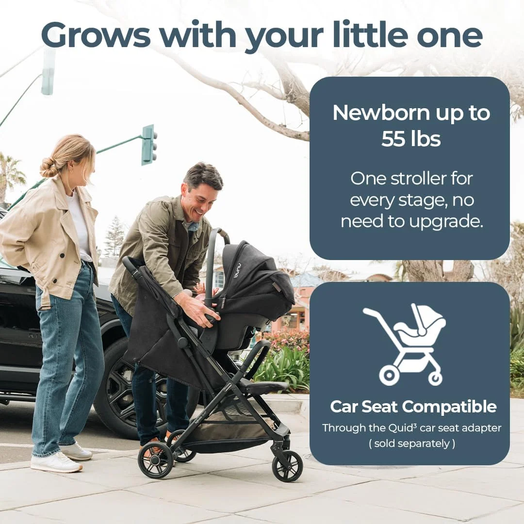 کالسکه مسافرتی اینگلسینا Quid³، مشکی کیهانی - کالسکه مسافرتی تاشو و جمع و جور با قابلیت تنظیم پشتی برای نوزاد و کودک تا وزن 25 کیلوگرم، تاشو با یک دست، سازگار با صندلی ماشین، قابل حمل در کابین هواپیما، سبک وزن، سایبان XL با محافظت UPF 50+
