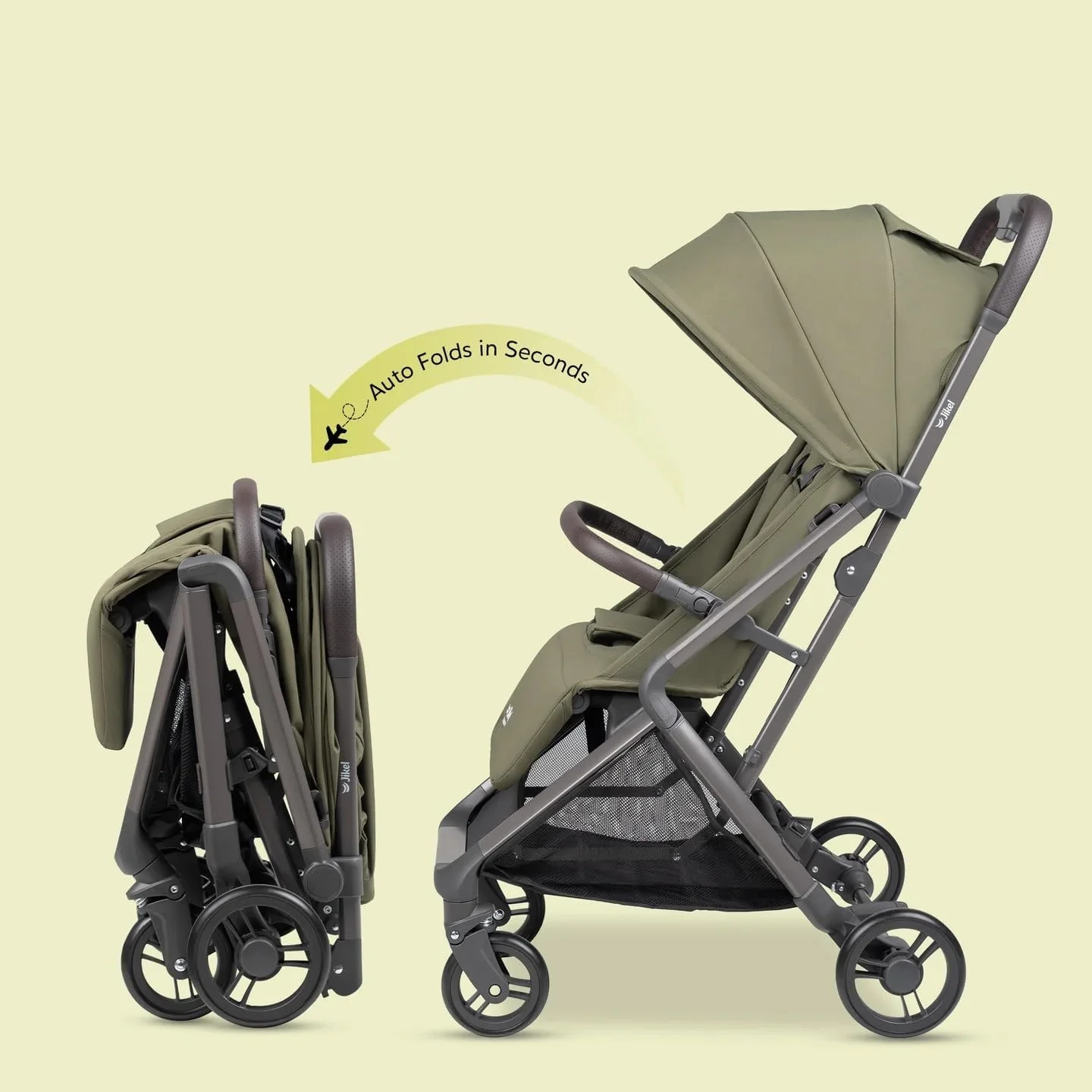 کالسکه مسافرتی تاشو خودکار Jikel Nomad، سبک و فوق العاده جمع و جور، مناسب هواپیما، دارای جا لیوانی، زیرپایی قابل تنظیم، تاشو با یک دست (خاکستری گرافیتی) کالسکه مسافرتی تاشو خودکار Jikel Nomad، سبک و فوق العاده جمع و جور، مناسب هواپیما، دارای جا لیوانی، زیرپایی قابل تنظیم، تاشو با یک دست (خاکستری گرافیتی)