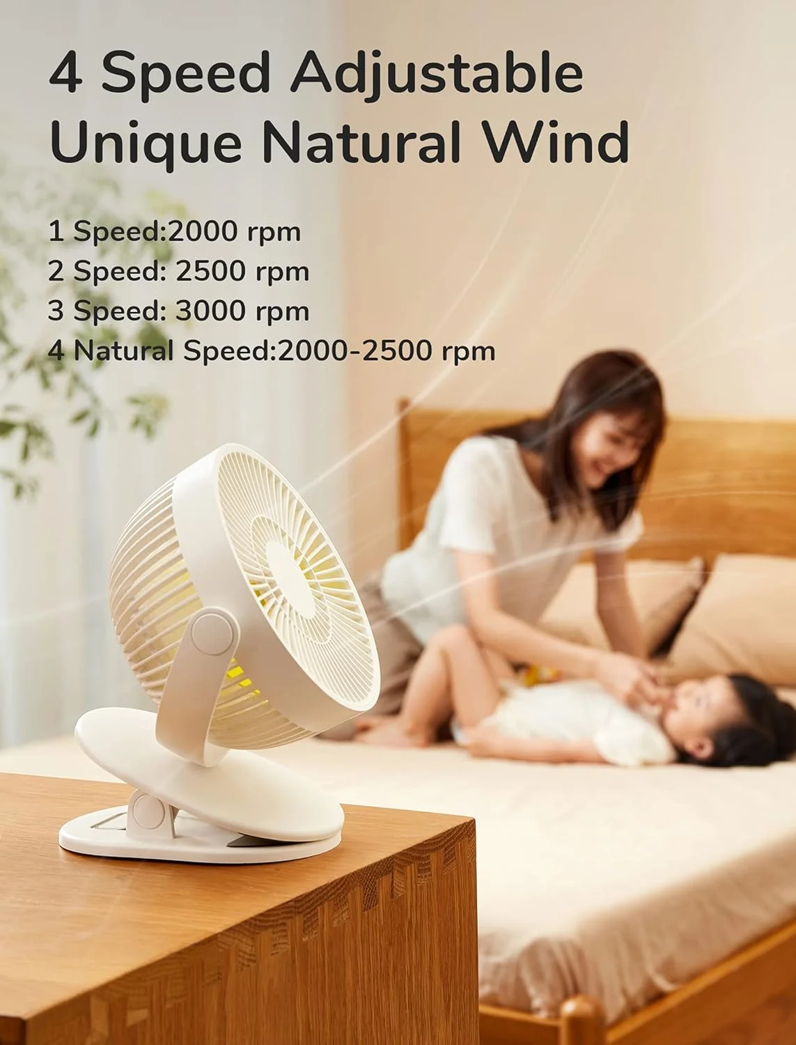 پنکه گیره ای کالسکه کودک JISULIFE، با باتری 4000 میلی آمپر ساعتی، کوچک و قابل حمل، طراحی باریک و بی صدا، 4 سرعت تا حداکثر 14 ساعت، ایده آل برای تخت، میز، صندلی ماشین - سفید شیری پنکه گیره ای کالسکه کودک JISULIFE، با باتری 4000 میلی آمپر ساعتی، کوچک و قابل حمل، طراحی باریک و بی صدا، 4 سرعت تا حداکثر 14 ساعت، ایده آل برای تخت، میز، صندلی ماشین - سفید شیری