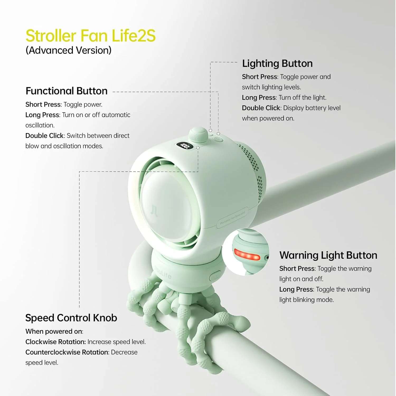 پنکه کالسکه کودک JISULIFE، پنکه کوچک قابل حمل با باتری، پنکه صندلی ماشین با 100 سرعت، فناوری تصفیه و بهبود هوا، بدون پره، پنکه هدیه درجه غذایی برای فضای باز، تردمیل، گلف - سبز پنکه کالسکه کودک JISULIFE، پنکه کوچک قابل حمل با باتری، پنکه صندلی ماشین با 100 سرعت، فناوری تصفیه و بهبود هوا، بدون پره، پنکه هدیه درجه غذایی برای فضای باز، تردمیل، گلف - سبز