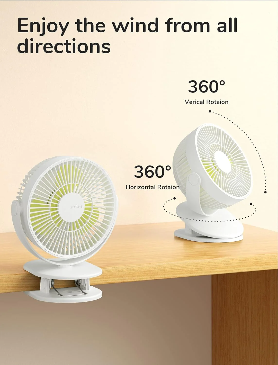 پنکه گیره ای کالسکه کودک JISULIFE، با باتری 4000 میلی آمپر ساعتی، کوچک و قابل حمل، طراحی باریک و بی صدا، 4 سرعت تا حداکثر 14 ساعت، ایده آل برای تخت، میز، صندلی ماشین - سفید شیری پنکه گیره ای کالسکه کودک JISULIFE، با باتری 4000 میلی آمپر ساعتی، کوچک و قابل حمل، طراحی باریک و بی صدا، 4 سرعت تا حداکثر 14 ساعت، ایده آل برای تخت، میز، صندلی ماشین - سفید شیری