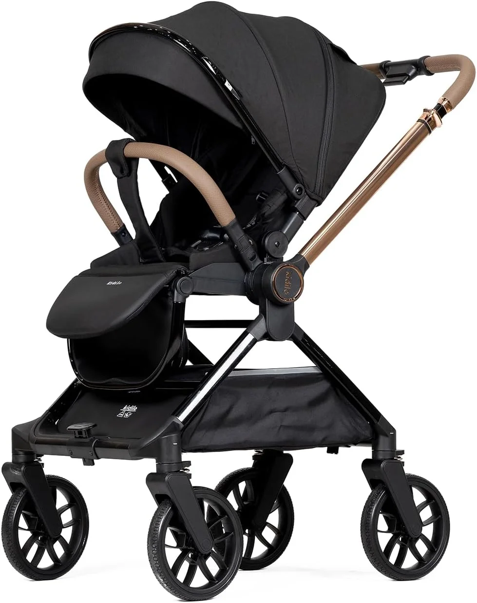 کالسکه بچه کیدیلو لاکچری - کالسکه تاشو، سبک و مناسب سفر با فریم طلایی برای مادران شیک پوش | استفاده آسان، طراحی جمع و جور، سواری نرم، صندلی قابل تنظیم و سبد ذخیره سازی بزرگ