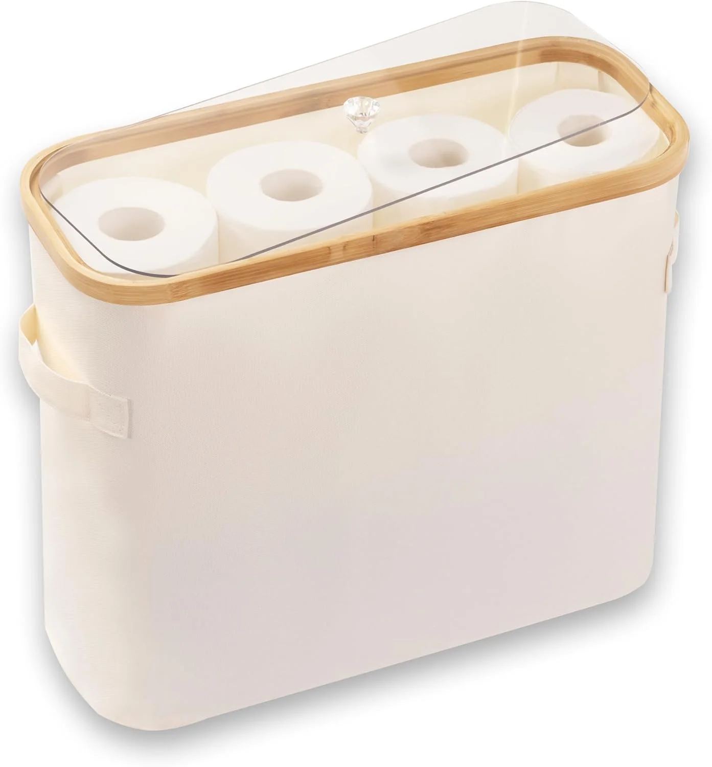 سبد ذخیره سازی دستمال توالت ZAZROOM - سازمان دهنده دستمال توالت با درب شفاف، نگهدارنده دستمال توالت حمام برای حداکثر 9 رول بزرگ، ایستاده و تاشو