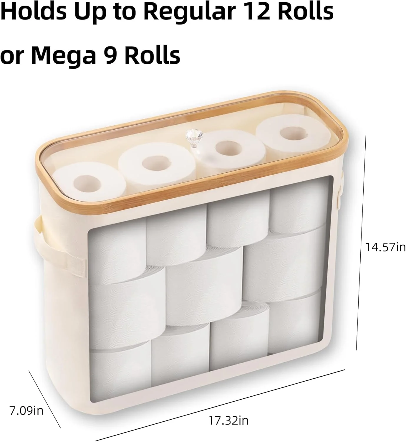سبد ذخیره سازی دستمال توالت ZAZROOM - سازمان دهنده دستمال توالت با درب شفاف، نگهدارنده دستمال توالت حمام برای حداکثر 9 رول بزرگ، ایستاده و تاشو سبد ذخیره سازی دستمال توالت ZAZROOM - سازمان دهنده دستمال توالت با درب شفاف، نگهدارنده دستمال توالت حمام برای حداکثر 9 رول بزرگ، ایستاده و تاشو